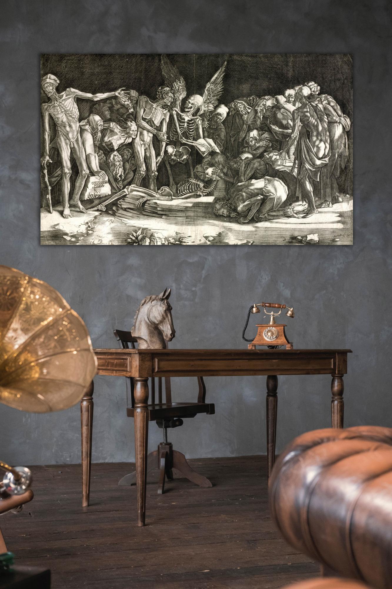 Reprodukcija „Skeletai“, Agostino Veneziano, (1518)