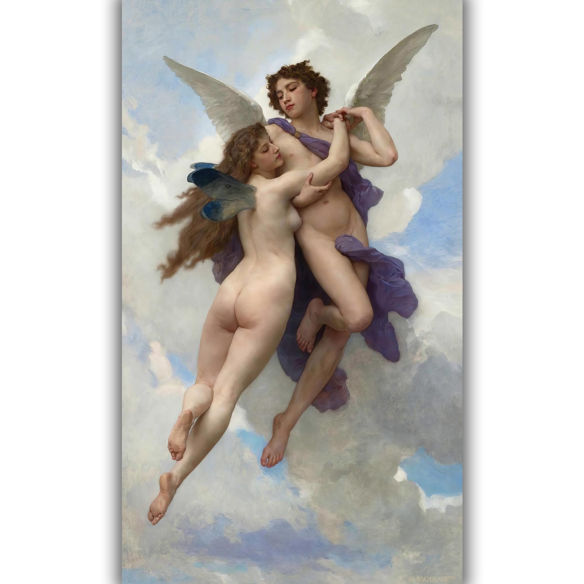 Reprodukcija „Kupidonas ir Psichė“, William Adolphe Bouguereau, (1889)
