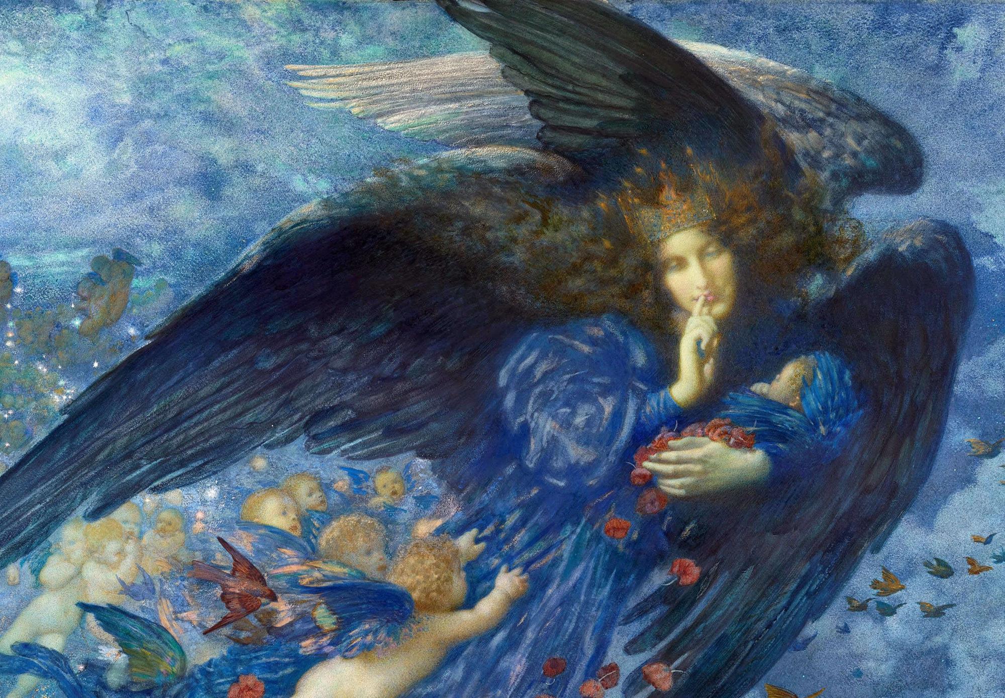 Reprodukcija „Naktis ir jos žvaigždės“, Edward Robert Hughes, (1912)