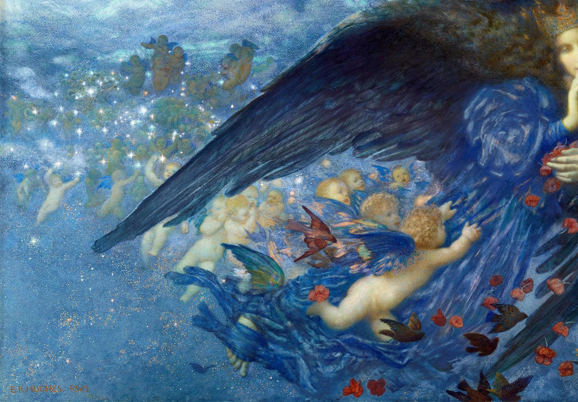 Reprodukcija „Naktis ir jos žvaigždės“, Edward Robert Hughes, (1912)