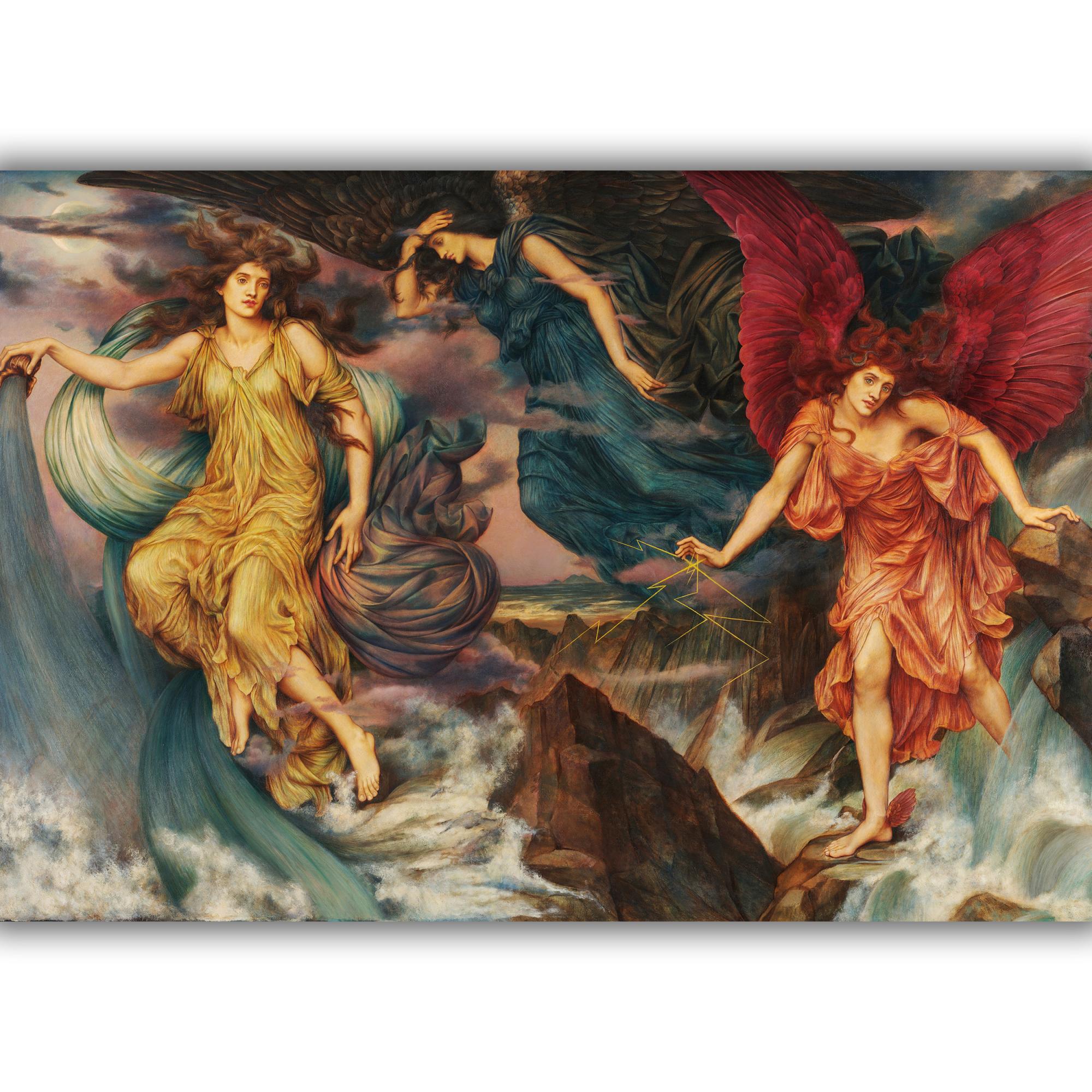 Reprodukcija „Audros dvasios“, Evelyn De Morgan, (1900)