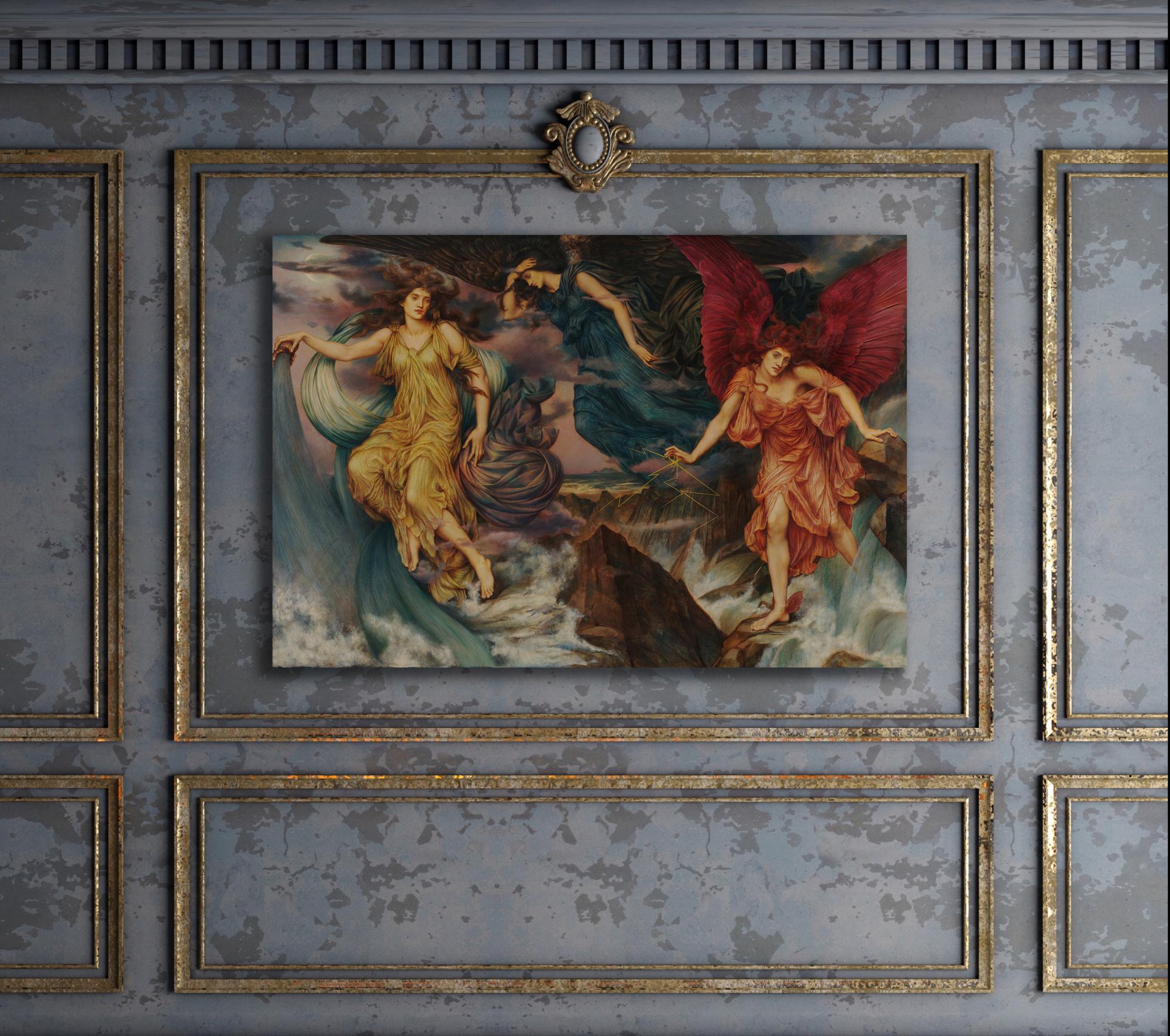 Reprodukcija „Audros dvasios“, Evelyn De Morgan, (1900)