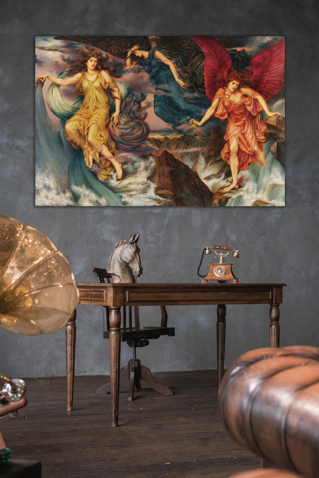 Reprodukcija „Audros dvasios“, Evelyn De Morgan, (1900)