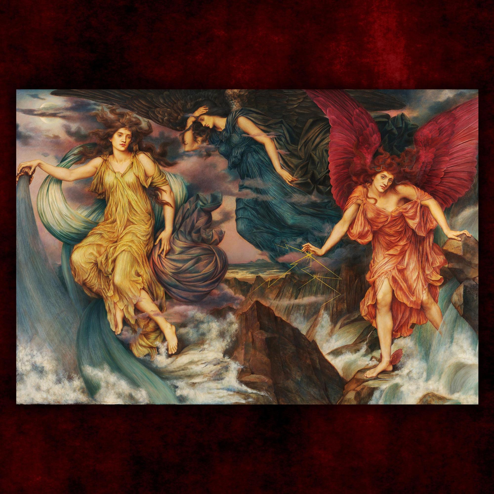 Reprodukcija „Audros dvasios“, Evelyn De Morgan, (1900)