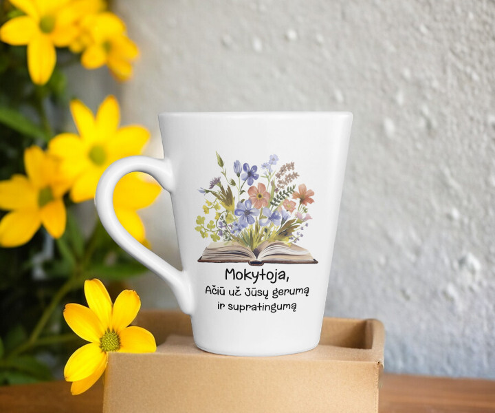 Latte puodelis „Mokytoja, ačiū už jūsų gerumą ir supratingumą“ (300ml)