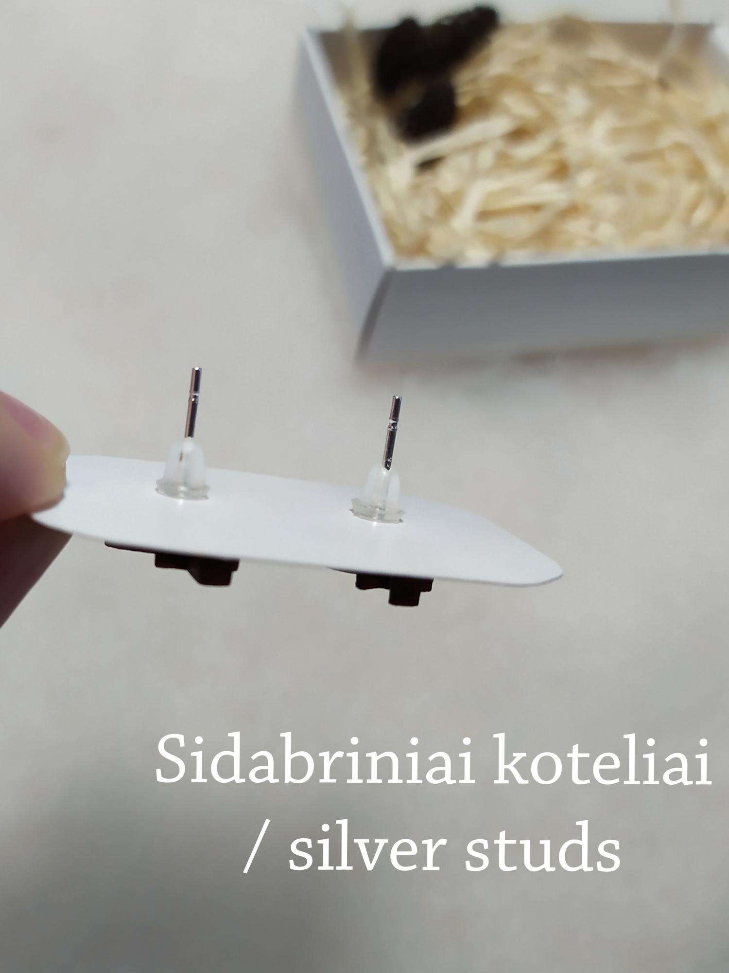 Mediniai rankų darbo auskarai ''Ežiukas ir voverytė''