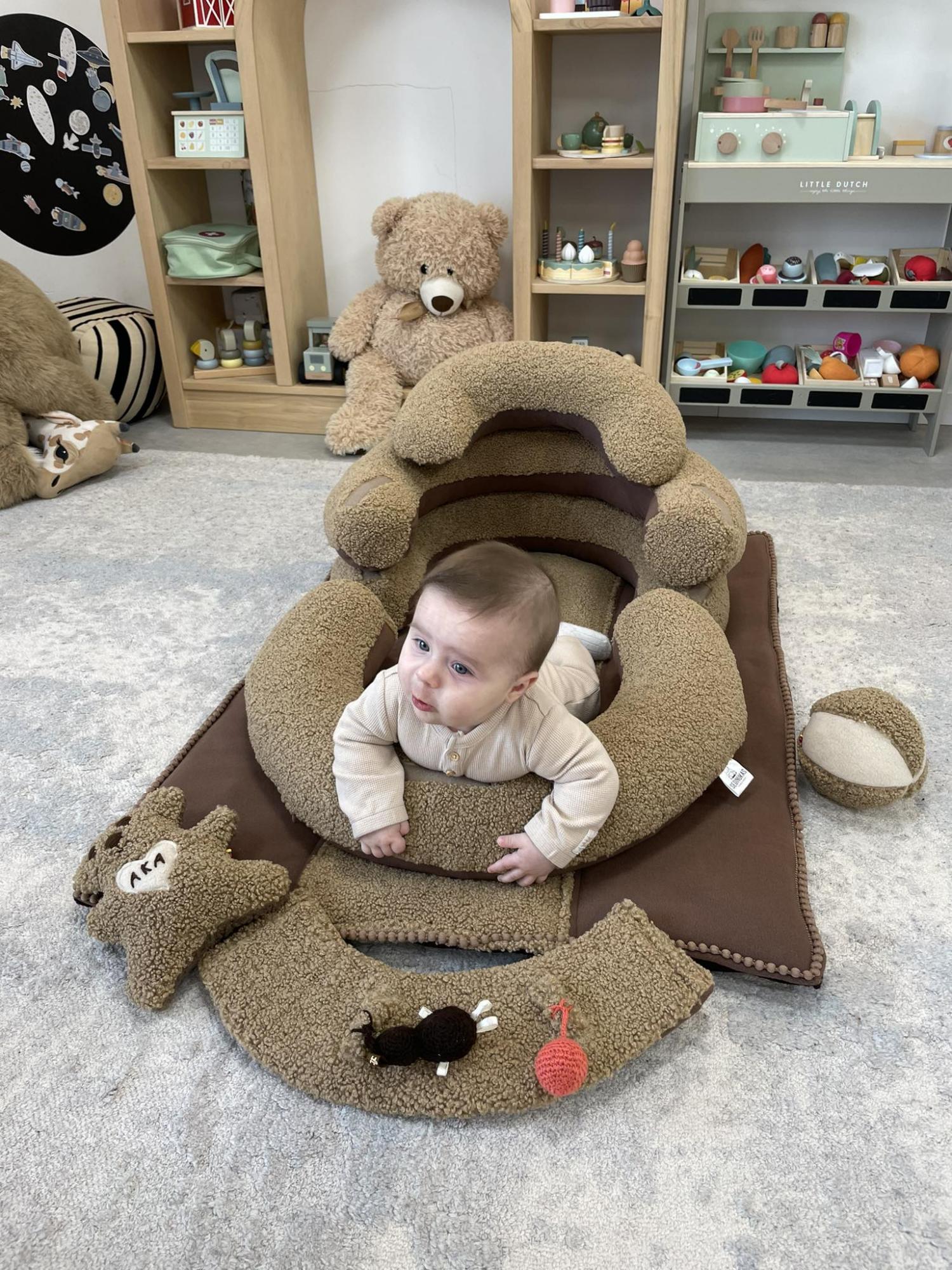 SĖDINUKAS Transformeris su pailgu kilimėliu ,,Teddy karamelinis,,