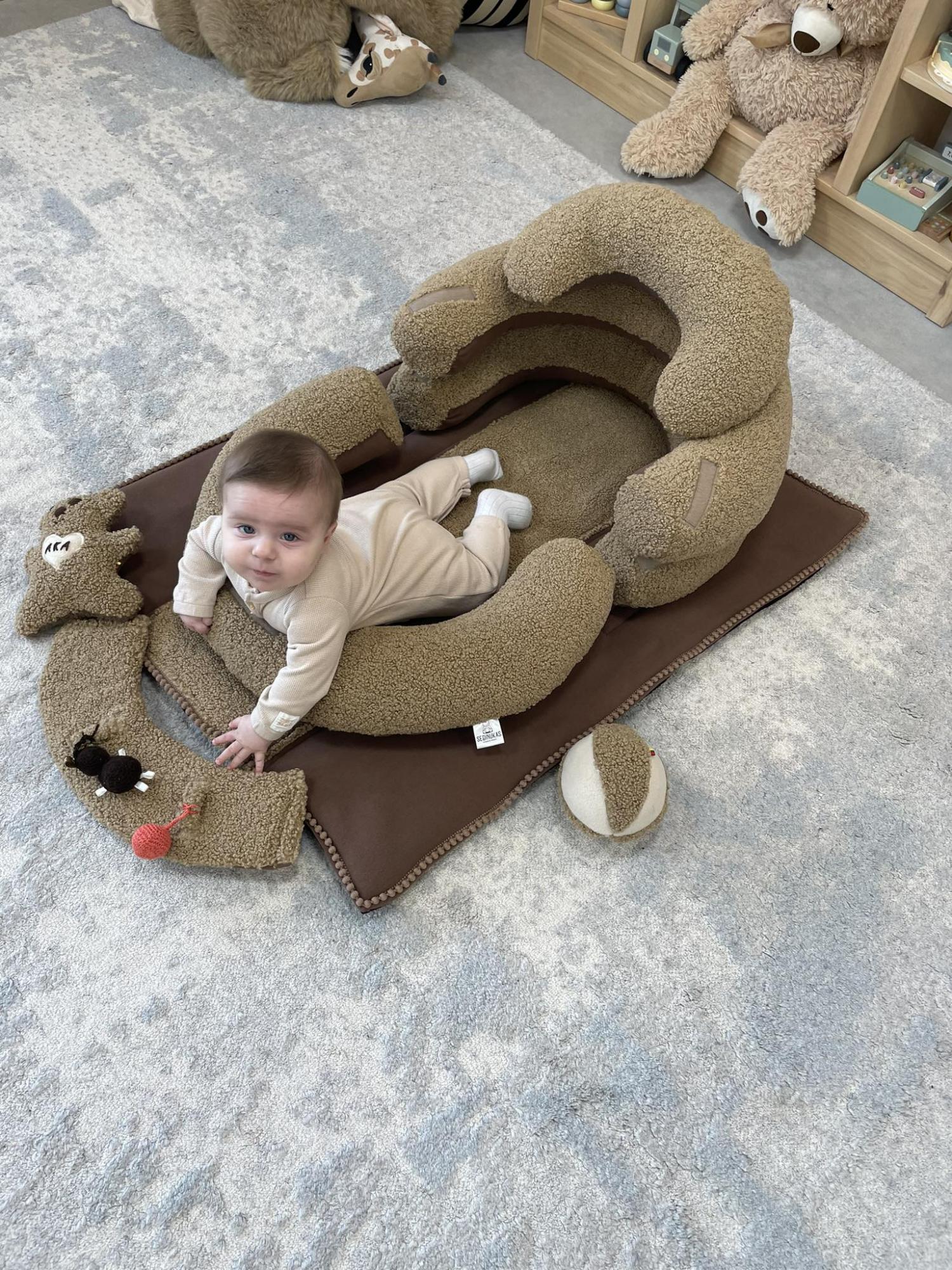 SĖDINUKAS Transformeris su pailgu kilimėliu ,,Teddy karamelinis,,