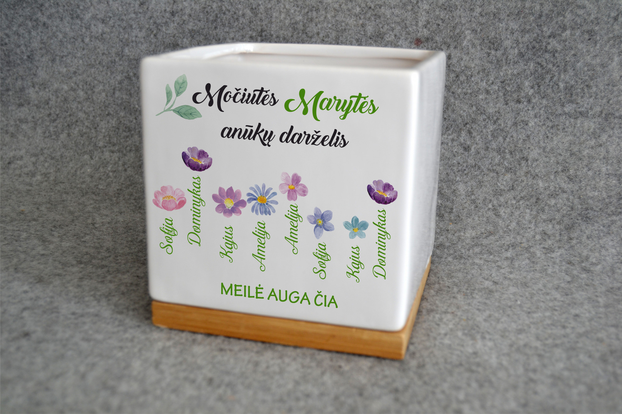 Spalvotas vazonėlis „Anūkų darželis”