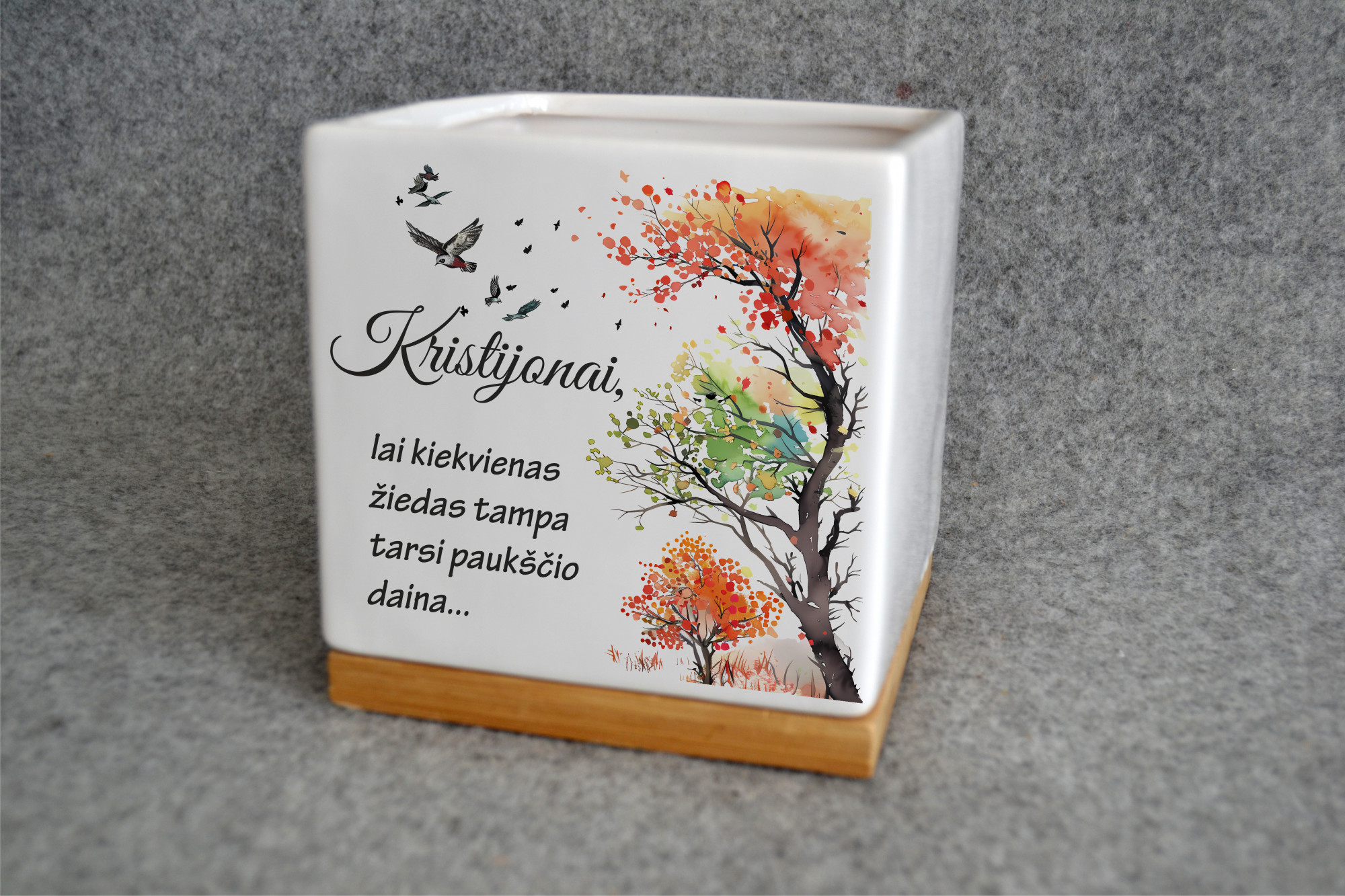 Spalvotas vazonėlis „Tarsi paukščio daina”