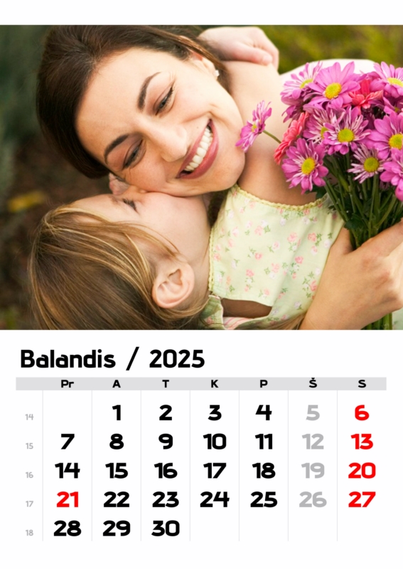 Fotokalendorius su dideliais skaičiais