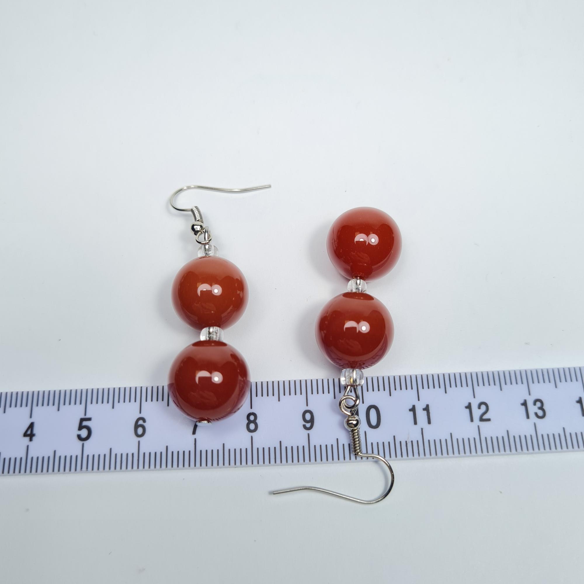 Karneolio auskarai. Natūralus Karneolis. 0568
