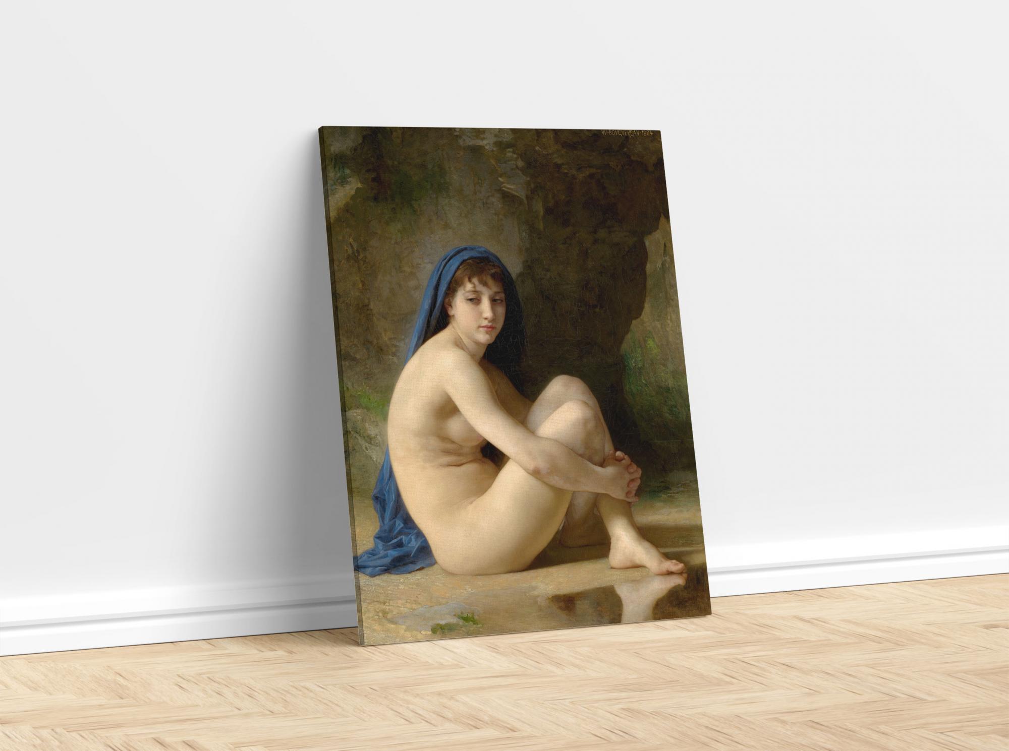 Reprodukcija „Sėdinti nuoga“, William Bouguereau, (1884)