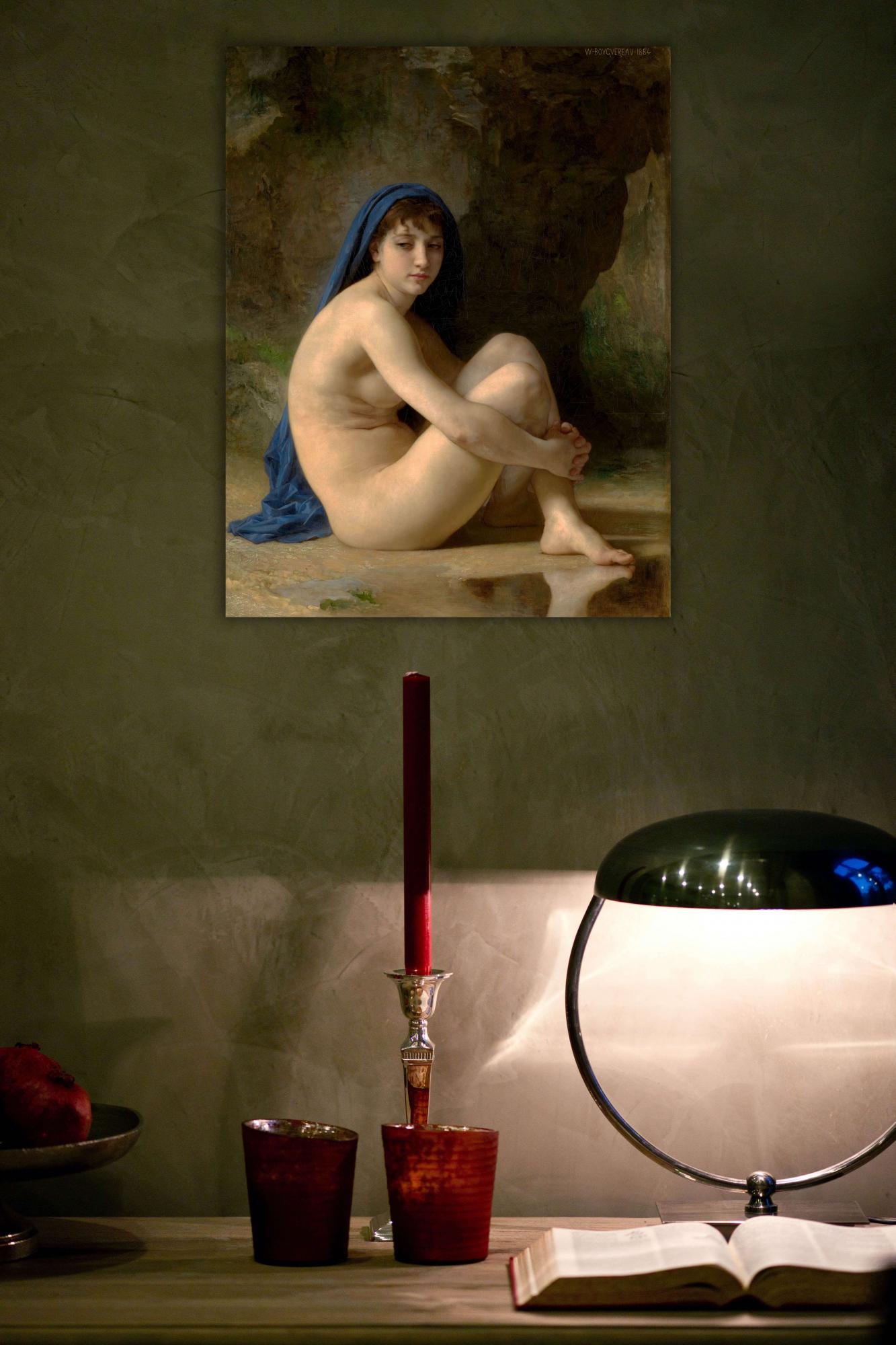 Reprodukcija „Sėdinti nuoga“, William Bouguereau, (1884)