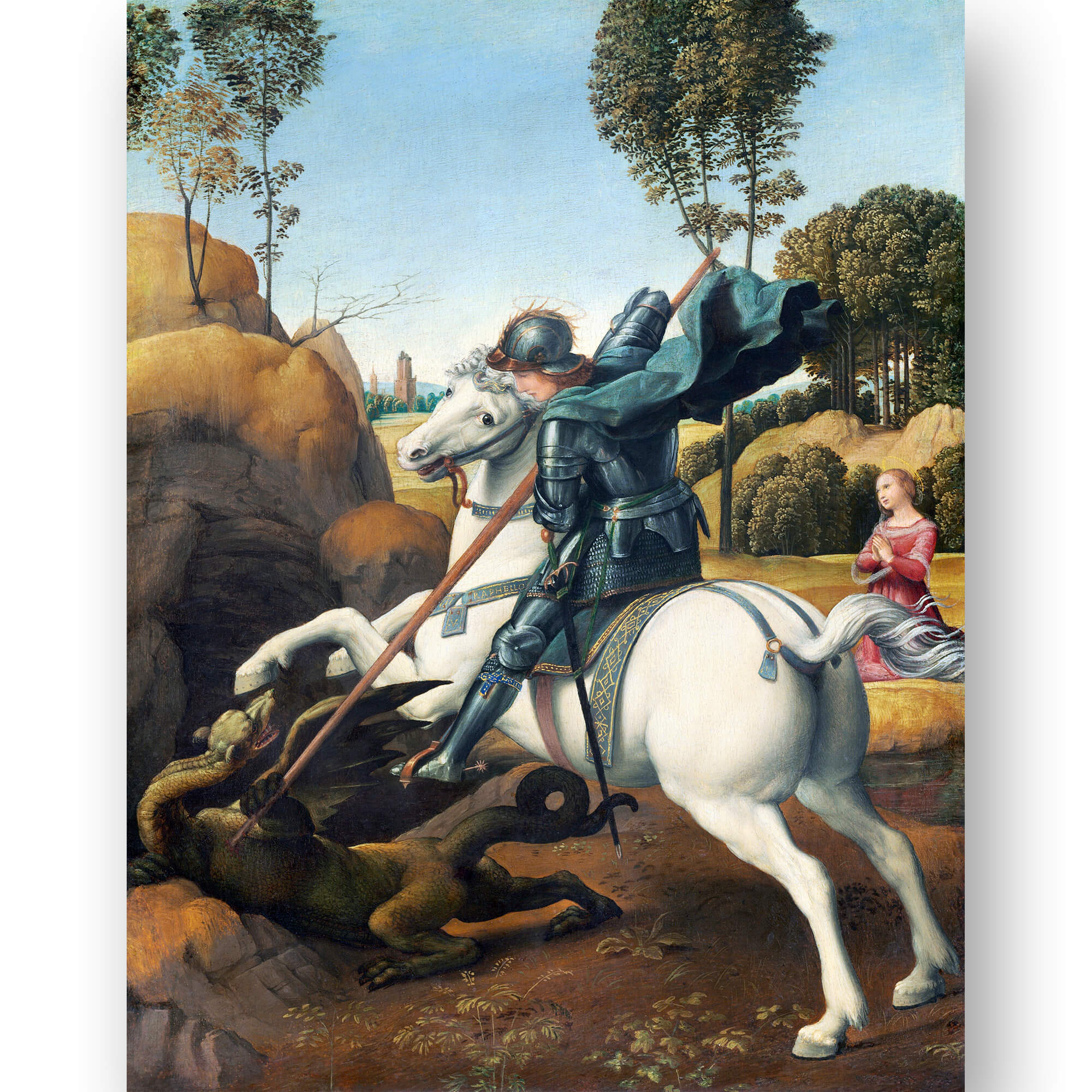 Reprodukcija „Šventasis Jurgis ir drakonas“, Raphael, (1506)