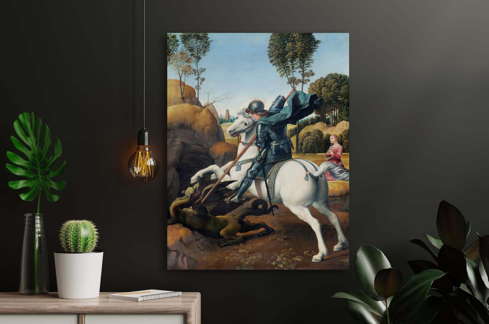 Reprodukcija „Šventasis Jurgis ir drakonas“, Raphael, (1506)