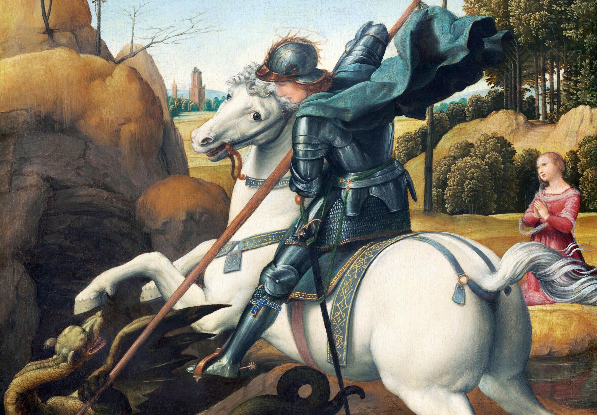Reprodukcija „Šventasis Jurgis ir drakonas“, Raphael, (1506)