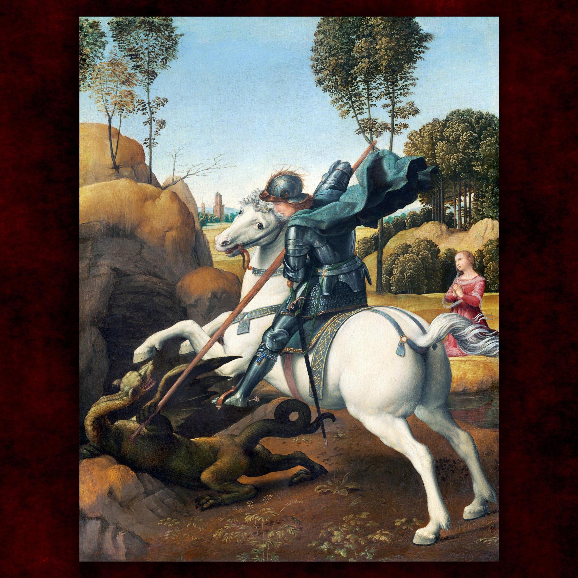 Reprodukcija „Šventasis Jurgis ir drakonas“, Raphael, (1506)