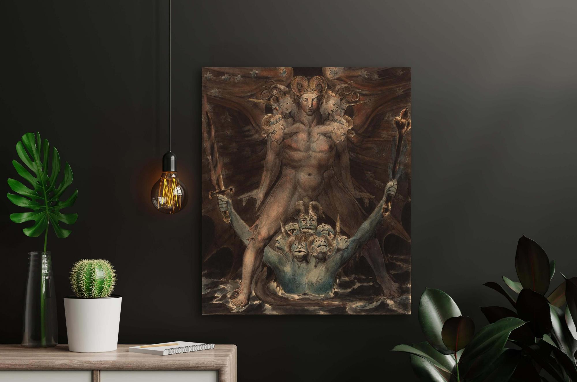 Reprodukcija „Didysis raudonasis drakonas ir jūros pabaisa“, William Blake