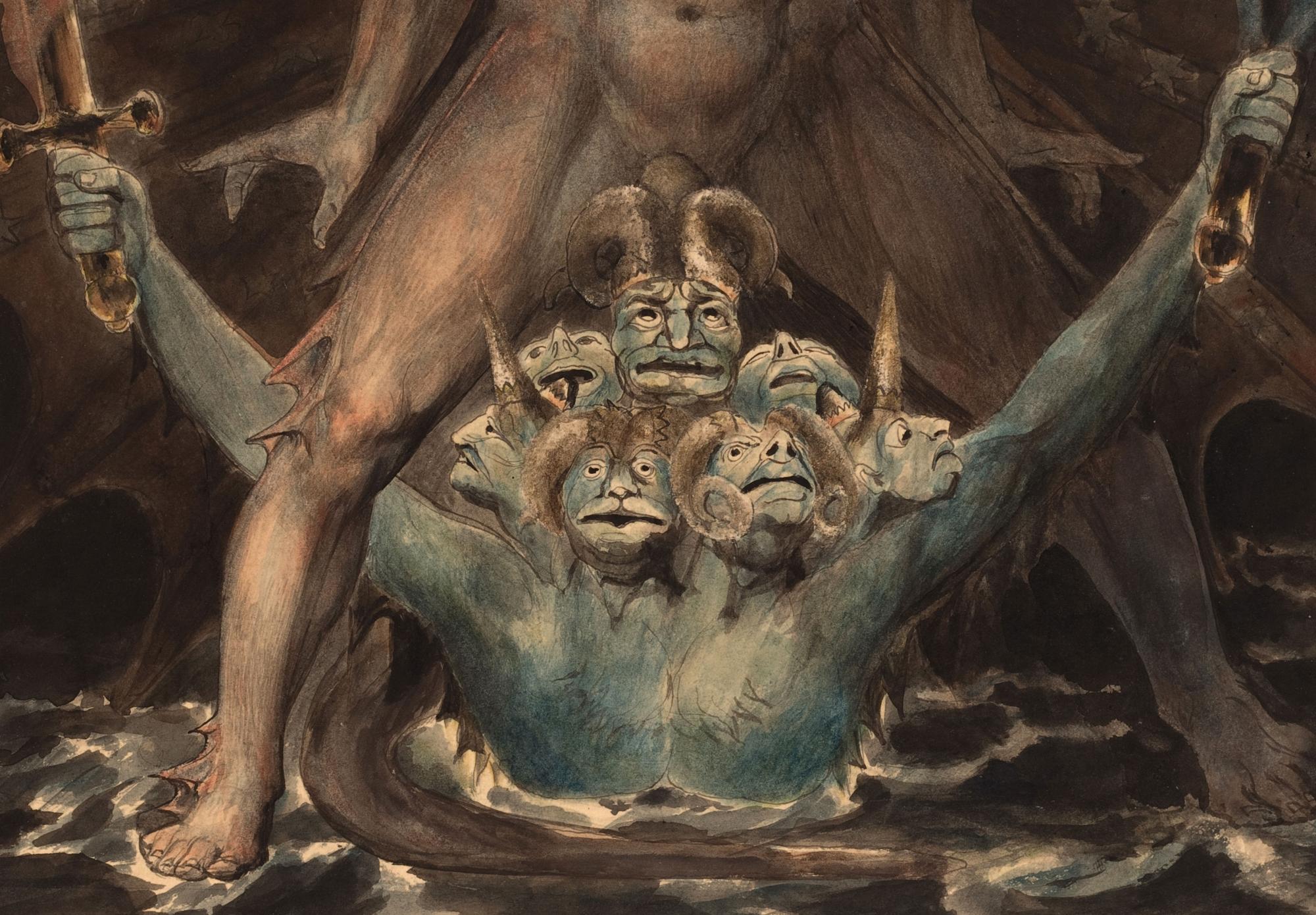 Reprodukcija „Didysis raudonasis drakonas ir jūros pabaisa“, William Blake