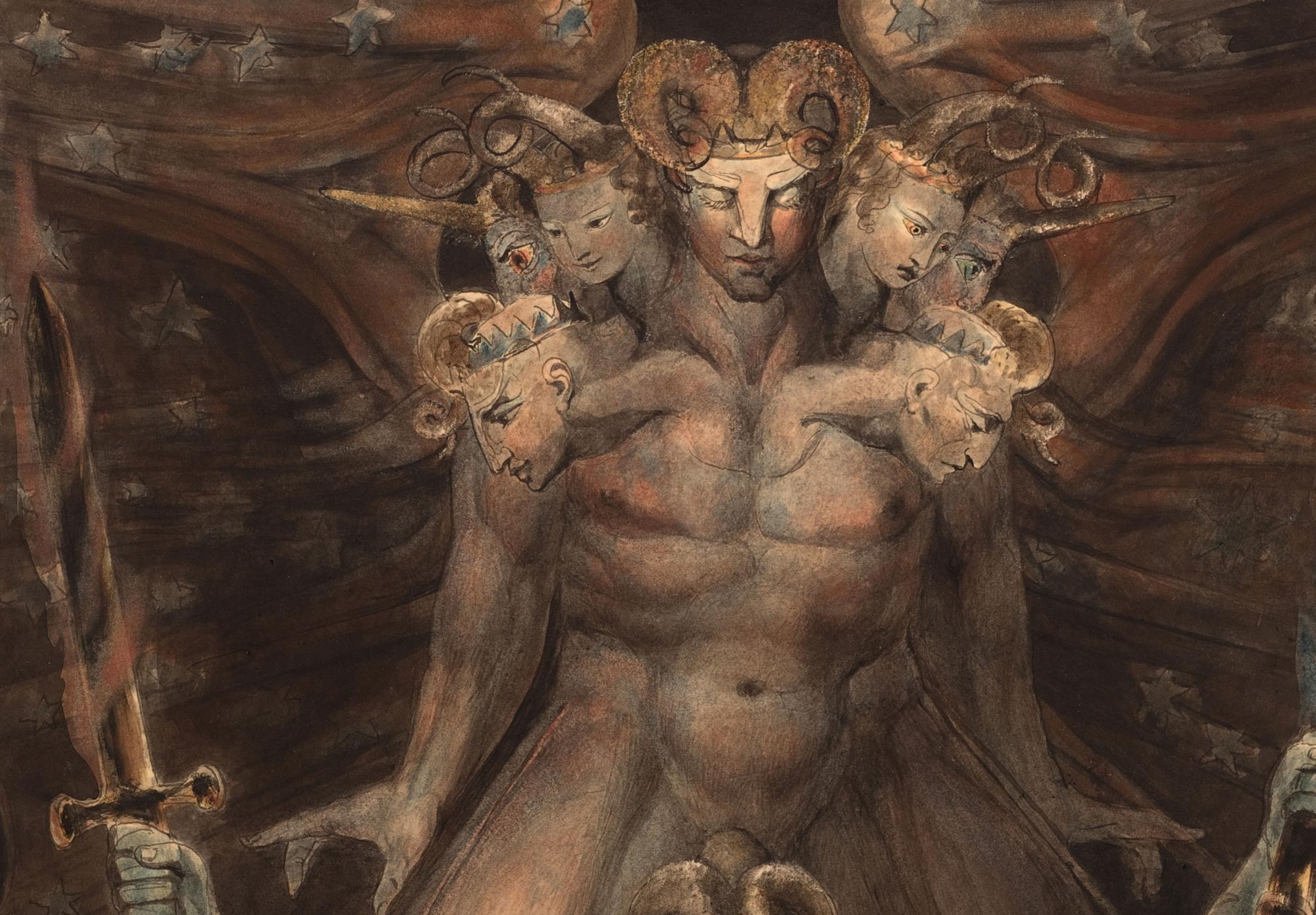 Reprodukcija „Didysis raudonasis drakonas ir jūros pabaisa“, William Blake