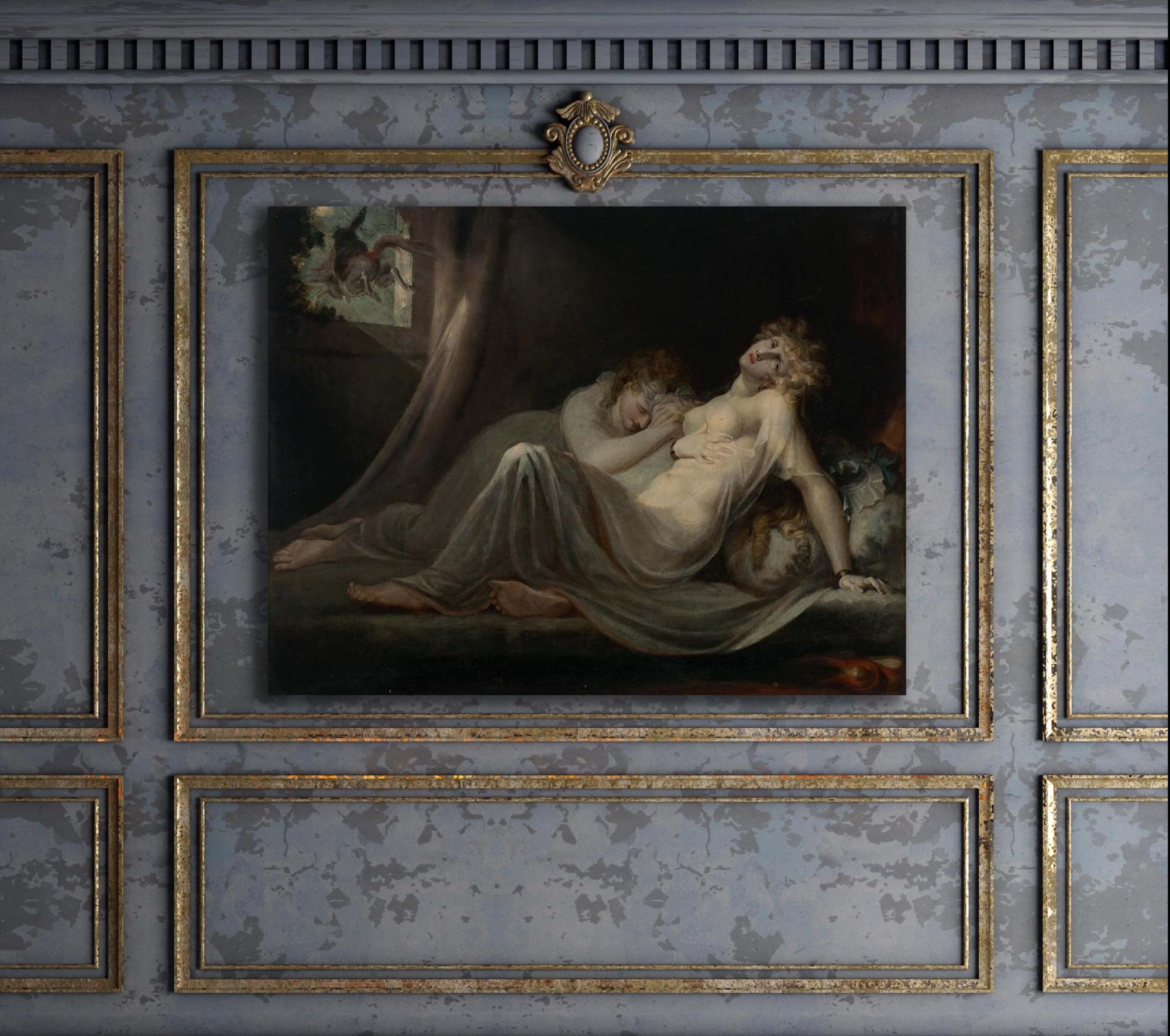Reprodukcija „Inkubas palieka dvi jaunas moteris“, Henry Fuseli