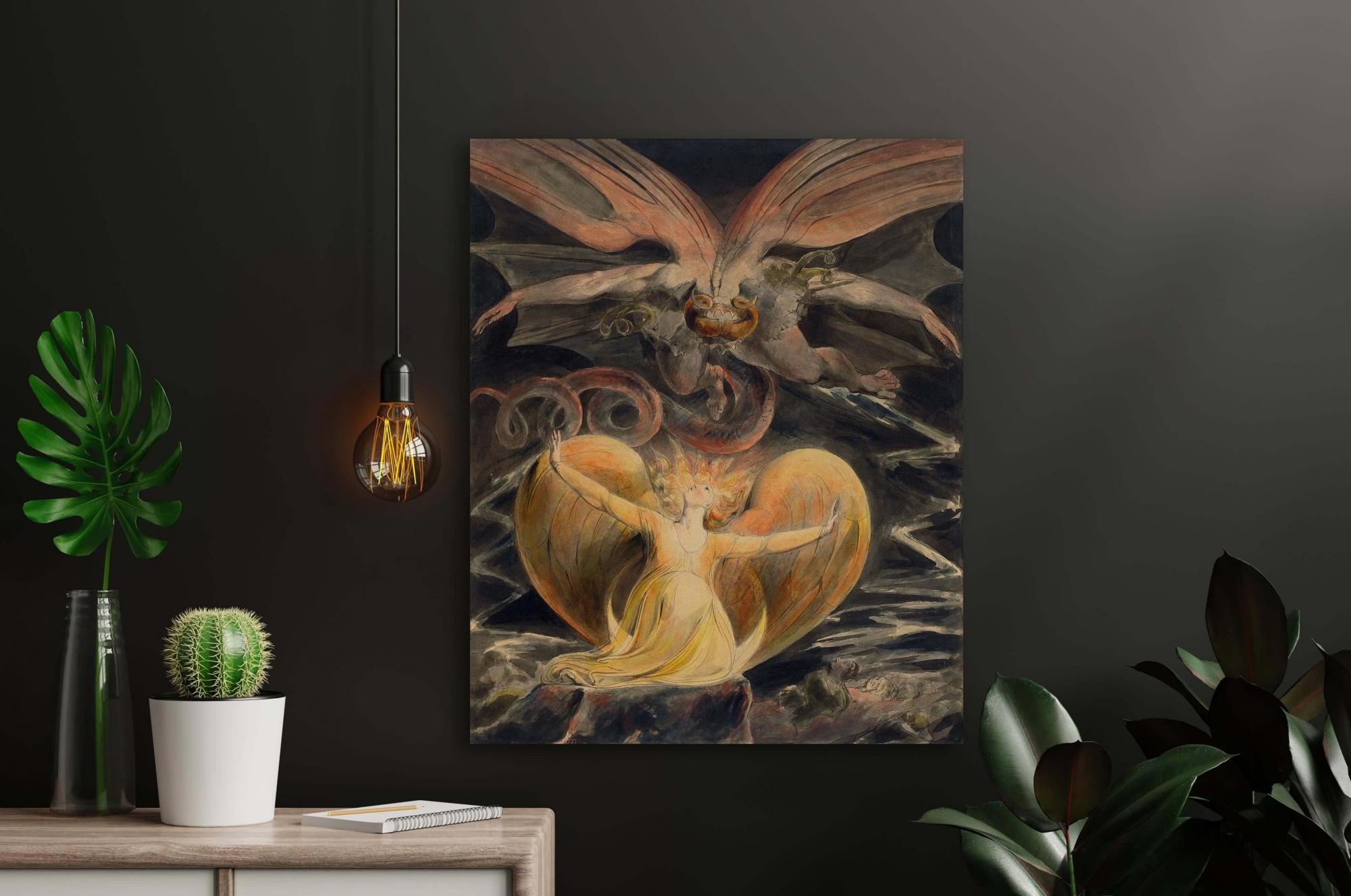 Reprodukcija „Didysis raudonasis drakonas ir moteris, apsivilkusi saulę“, William Blake