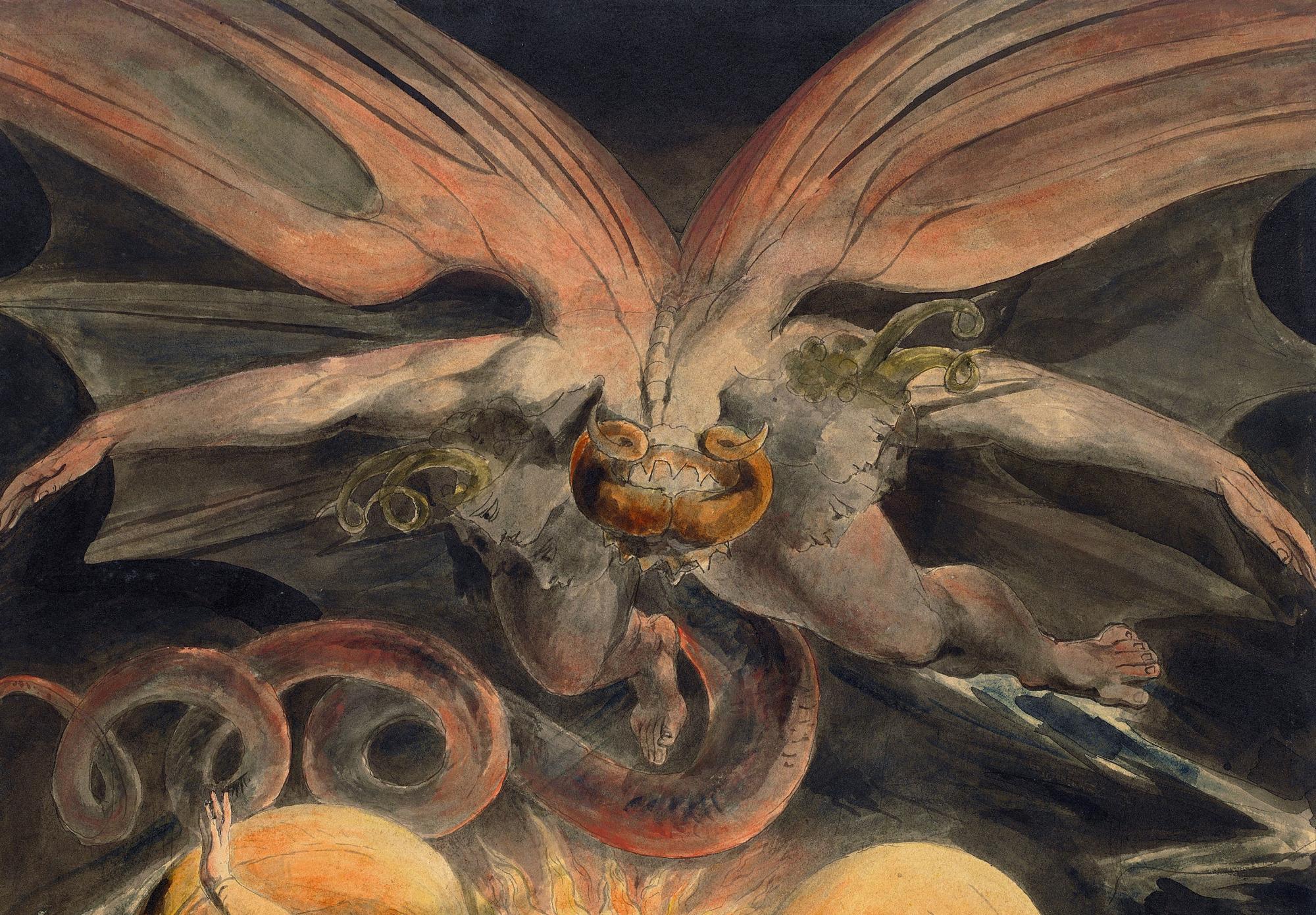 Reprodukcija „Didysis raudonasis drakonas ir moteris, apsivilkusi saulę“, William Blake