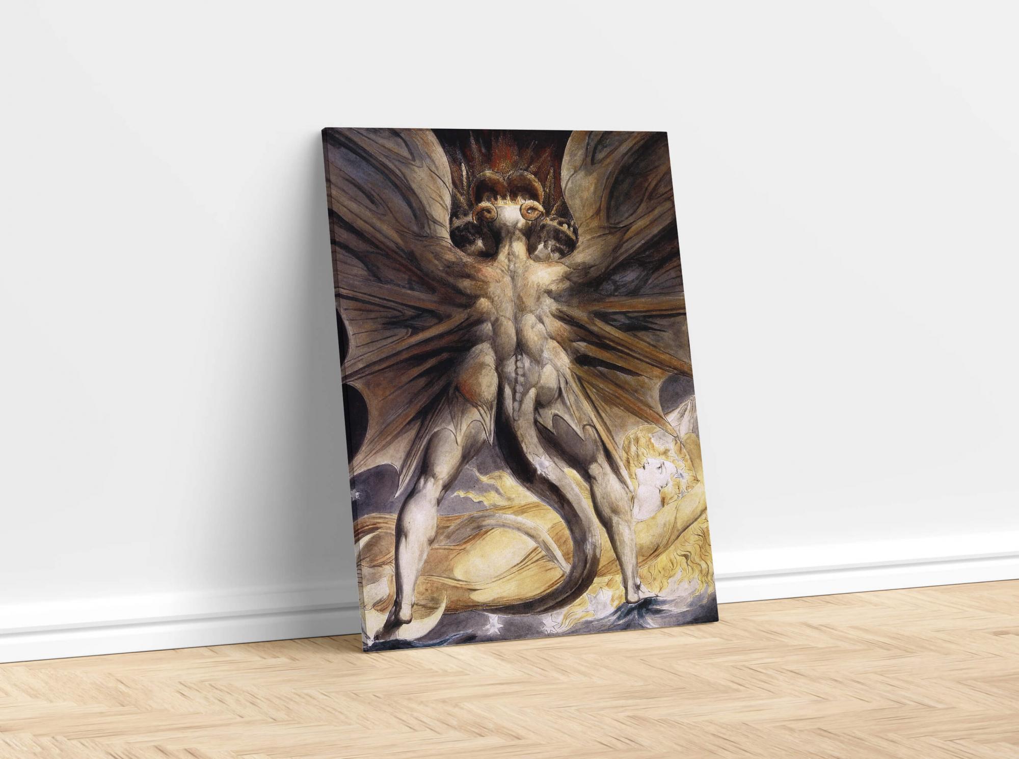 Reprodukcija „Didysis raudonasis drakonas ir moteris, vilkinti saule“, William Blake