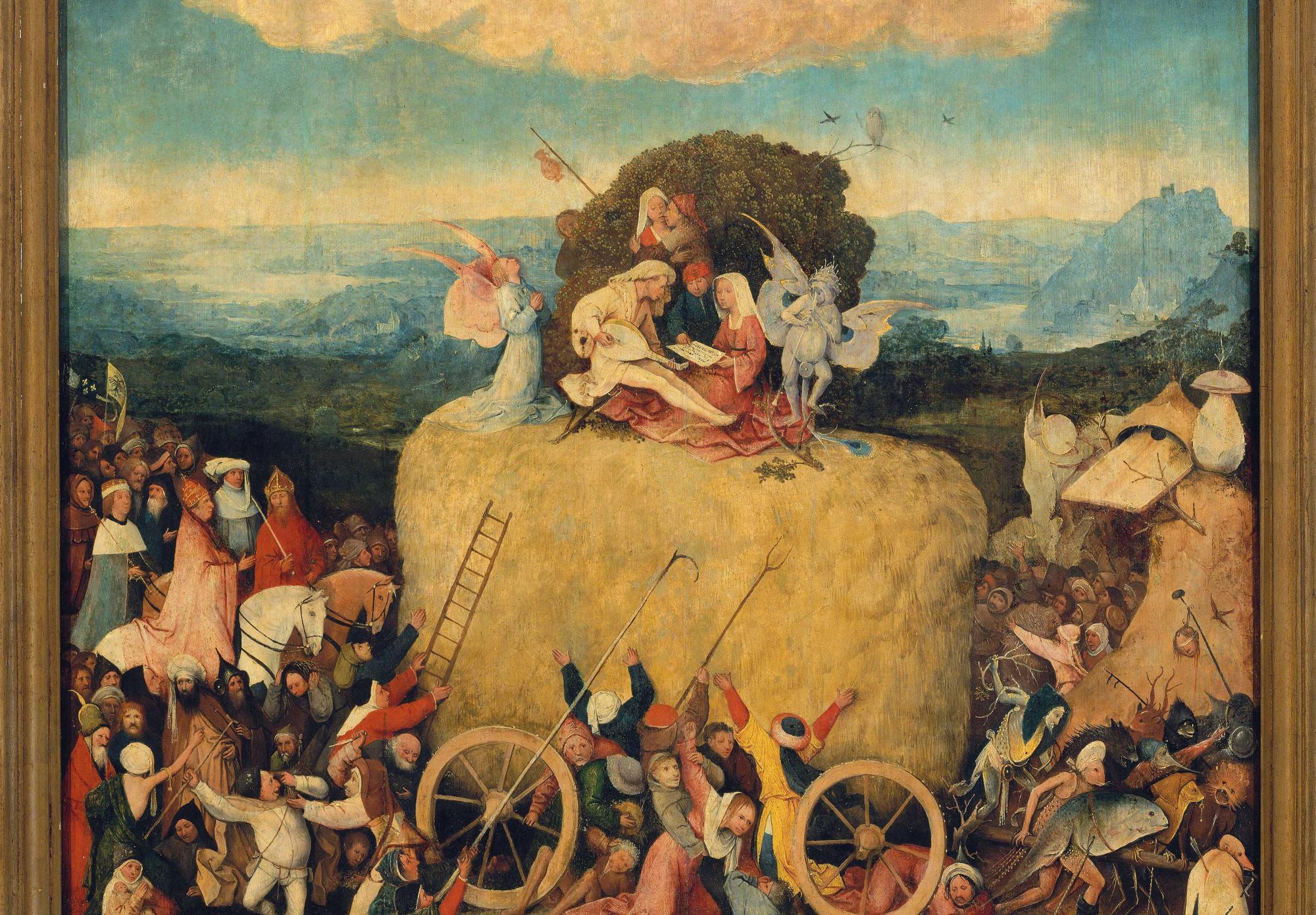 Reprodukcija „Šieno vežimo triptikas“, Hieronymus Bosch, (1516)