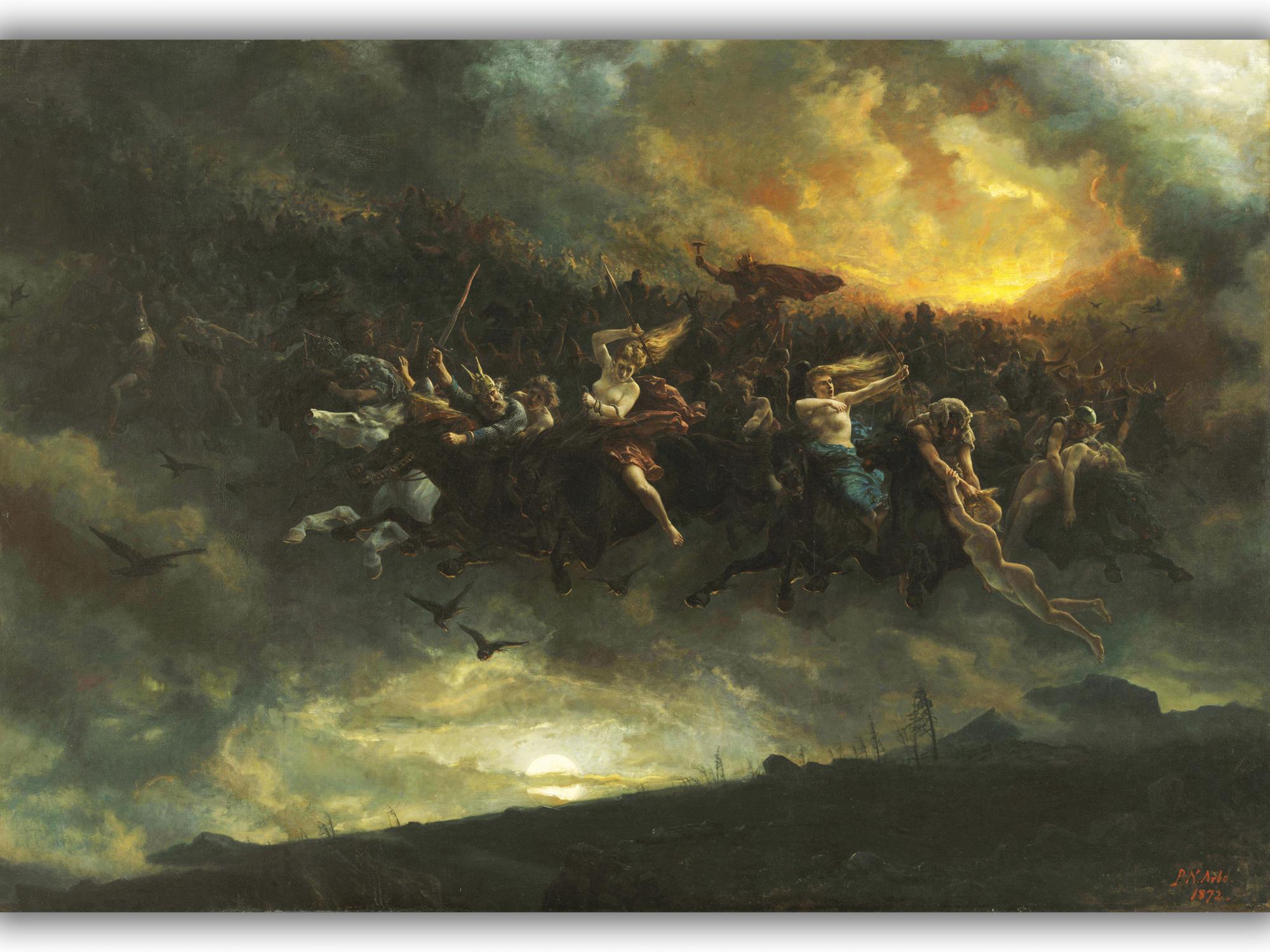 Reprodukcija „Laukinė Odino medžioklė“, Peter Nicolai Arbo, (1872)