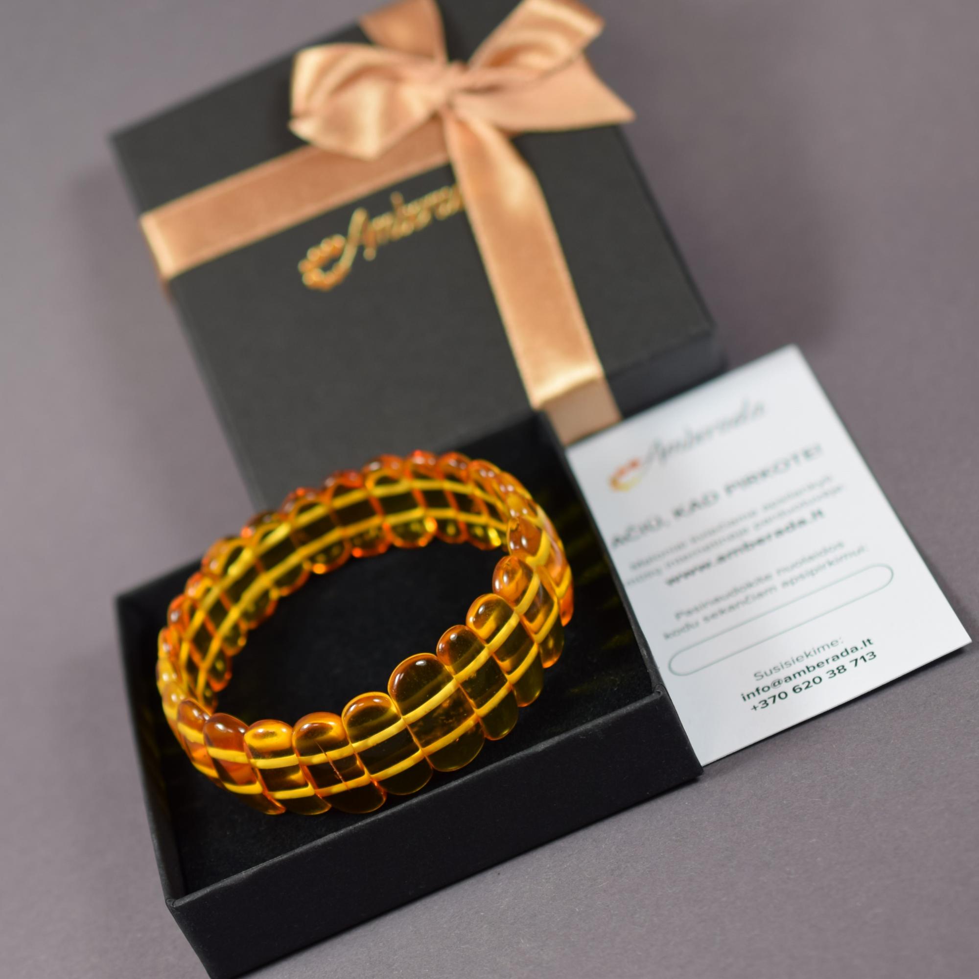 Citrinos spalvos gintarinė apyrankė - AB0028
