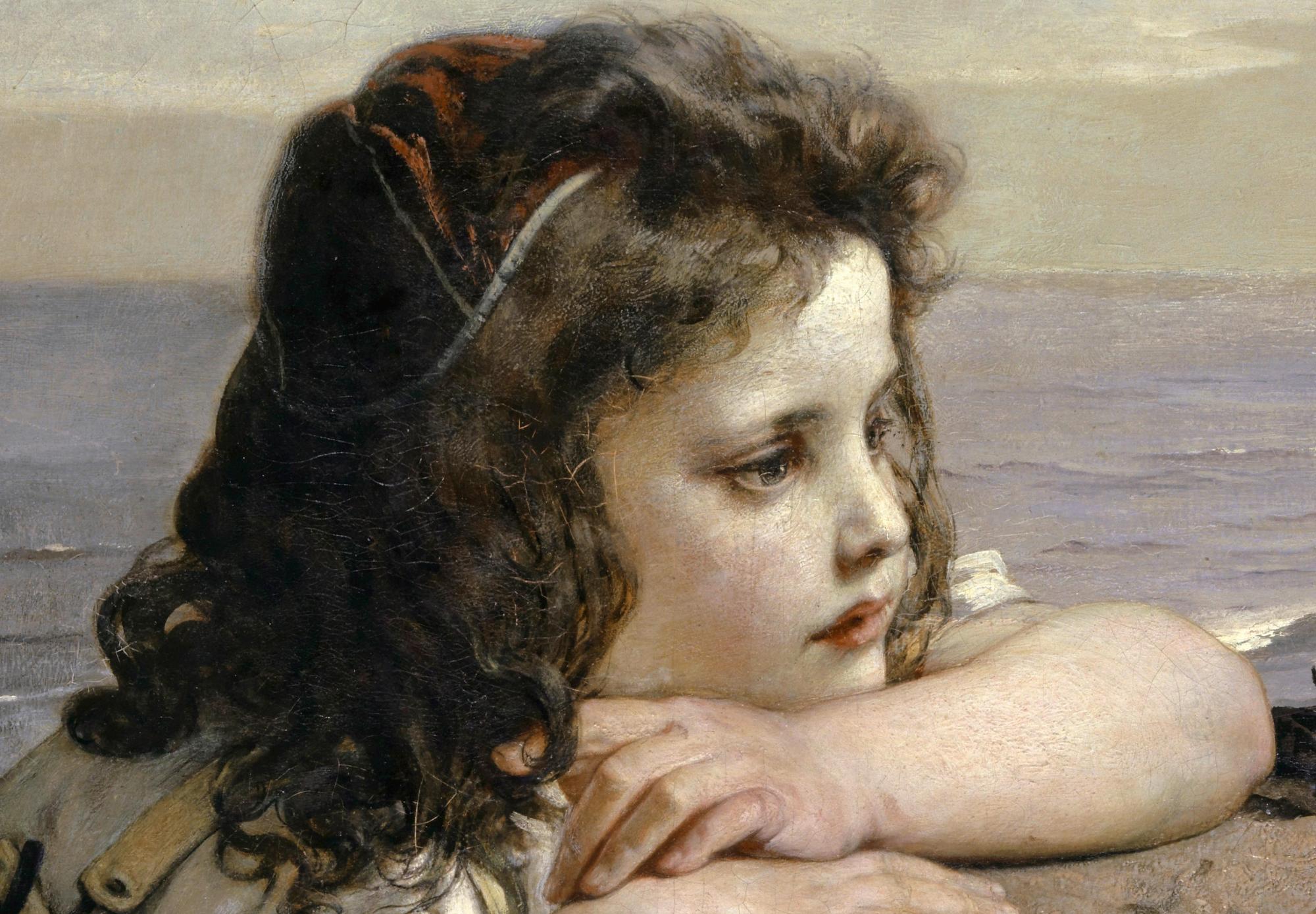 Reprodukcija „Mergaitė ir driežas“, Ernst Stückelberg, (1884)