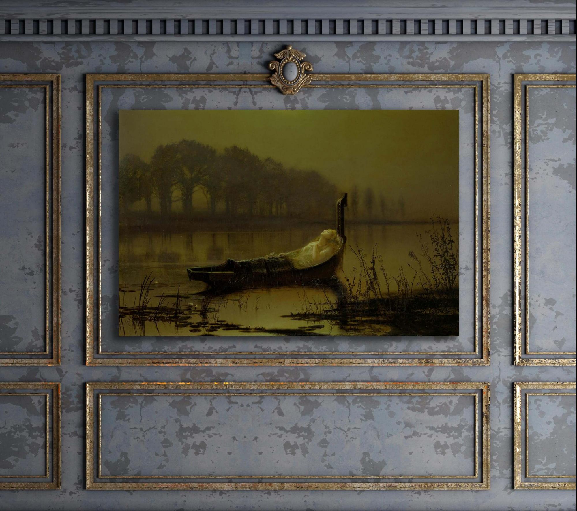 Reprodukcija „Šaloto dama“, John Atkinson Grimshaw