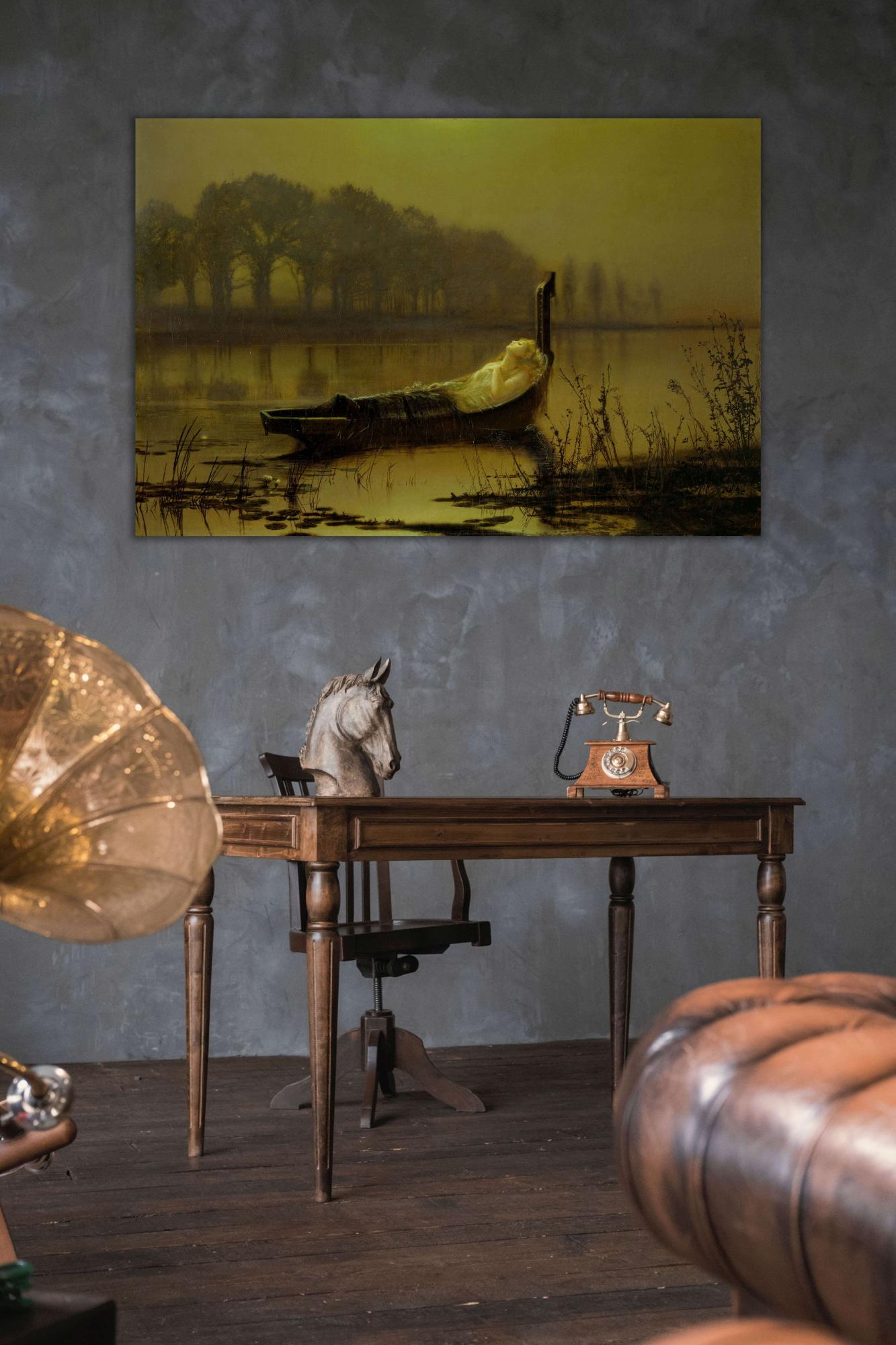 Reprodukcija „Šaloto dama“, John Atkinson Grimshaw