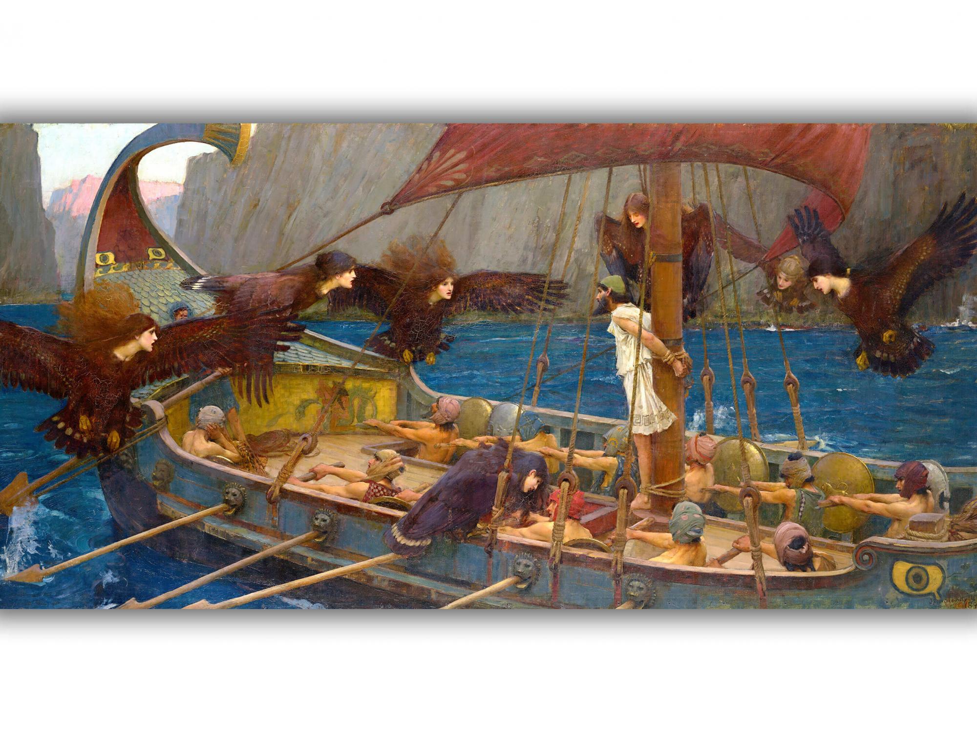 Reprodukcija „Ulisas ir sirenos“, John William Waterhouse, (1891)