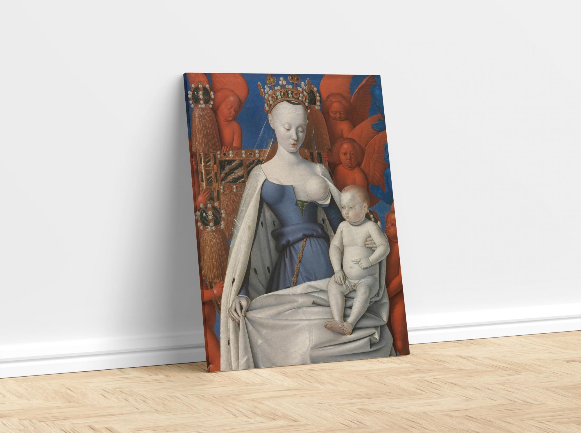 Reprodukcija „Mergelė su kūdikiu, apsupti angelų“, Jean Fouquet, (1458)