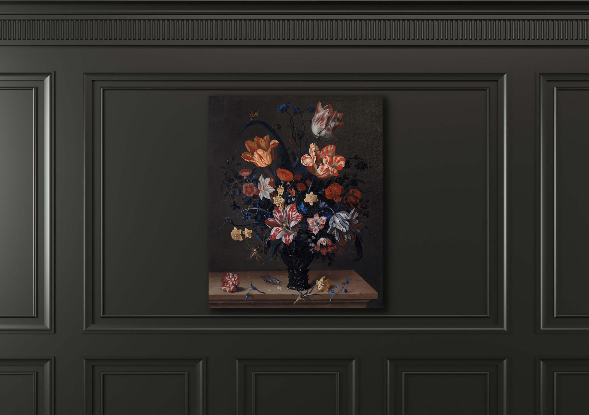 Reprodukcija „Tulpės ir kitos gėlės vazoje“, Helena Roouers, (1663)
