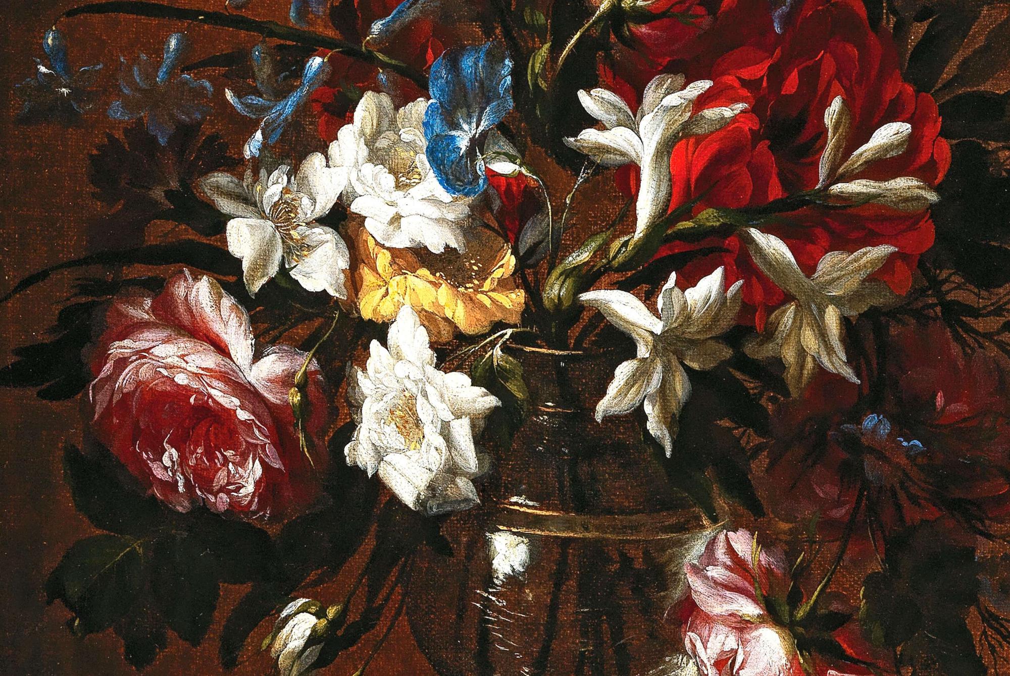 Reprodukcija „Gvazdikai ir kitos gėlės vazoje“,  Jean Baptiste Monnoyer