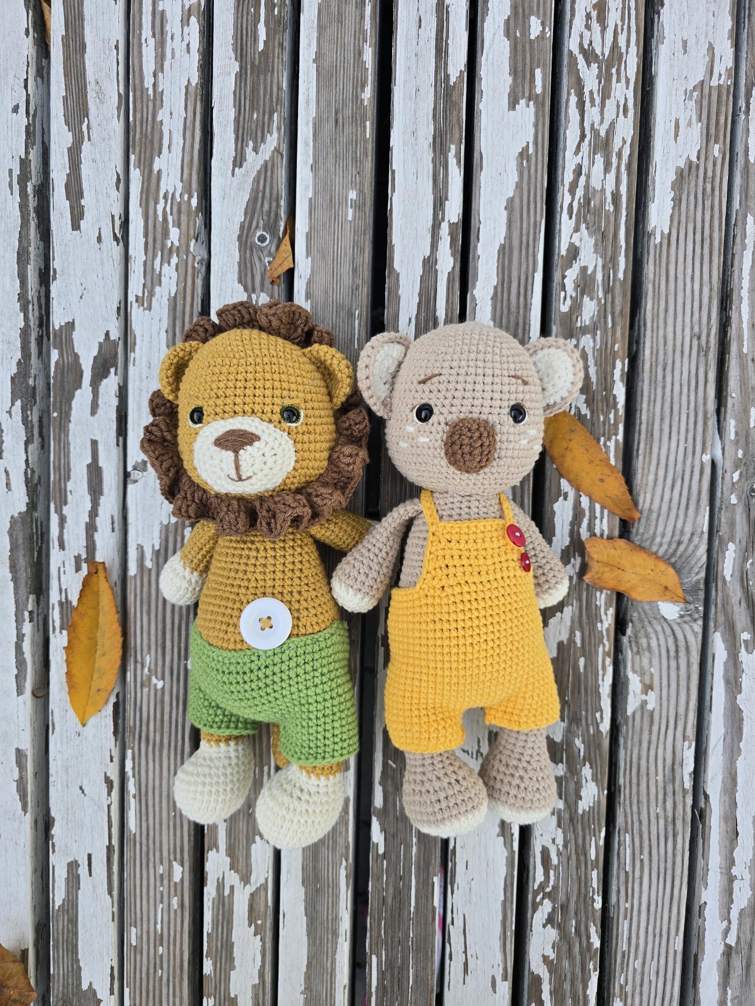 Rankų darbo Koala ,,Mimi ''ir Liūtukas ,,Trudi'