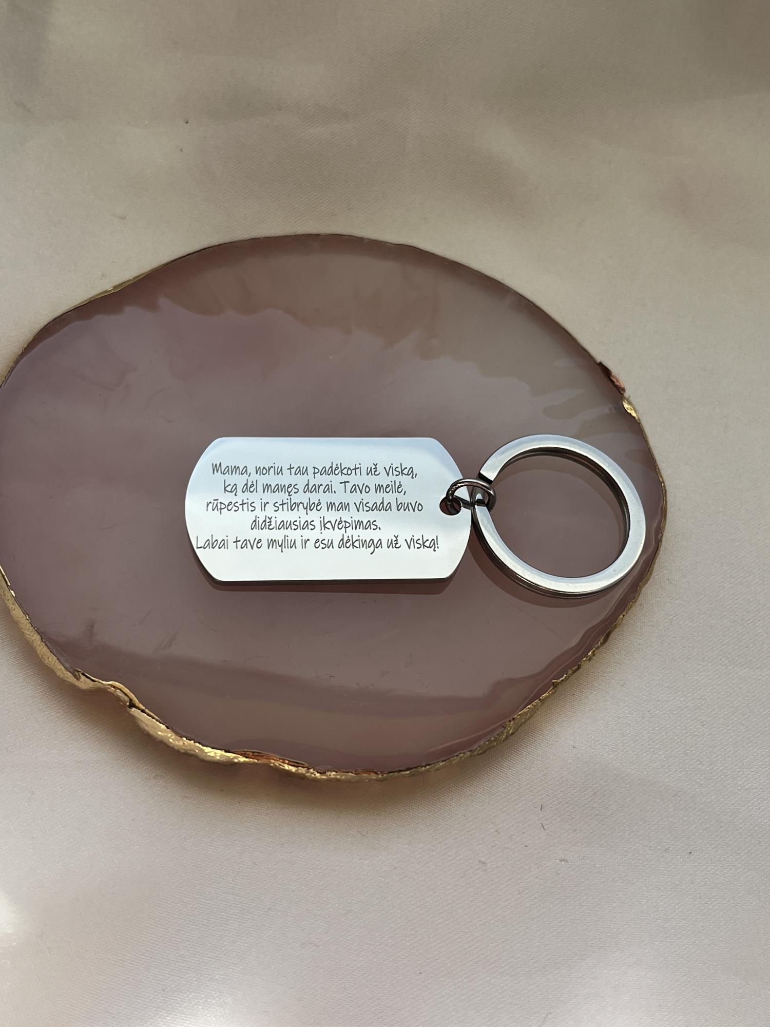Raktų pakabukas su norimu tekstu