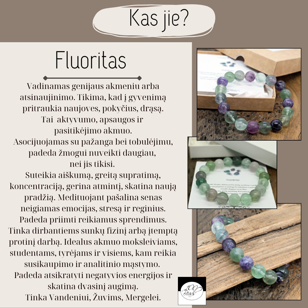 Fluorito akmenukų apyrankė