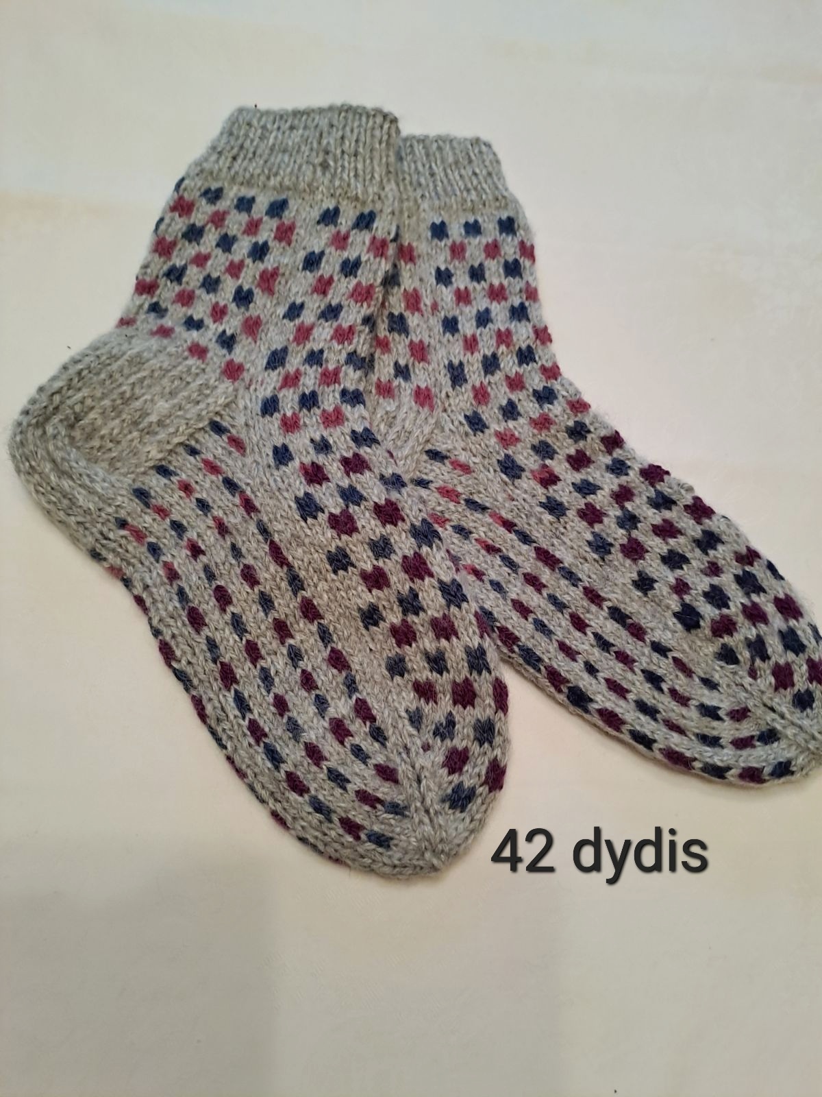 Vilnonės kojinės megztos virbalais  ,100% rankų darbas