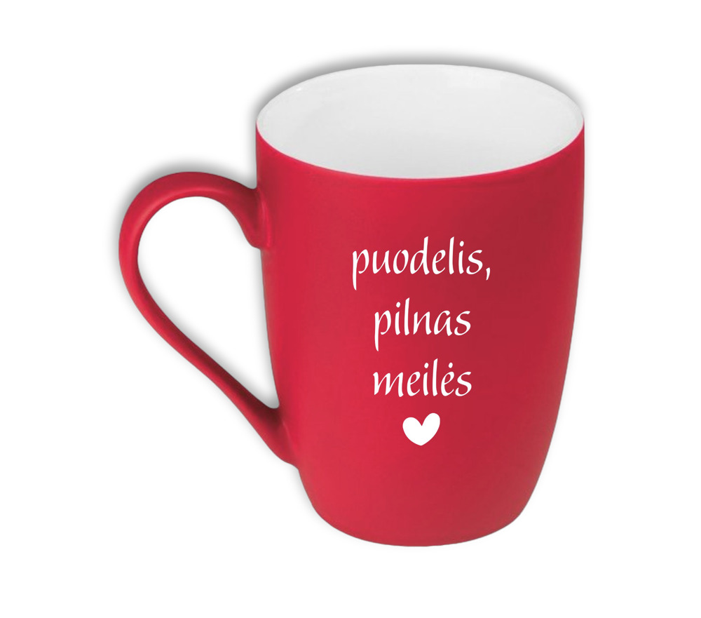Graviruotas puodelis „Puodelis, pilnas meilės“