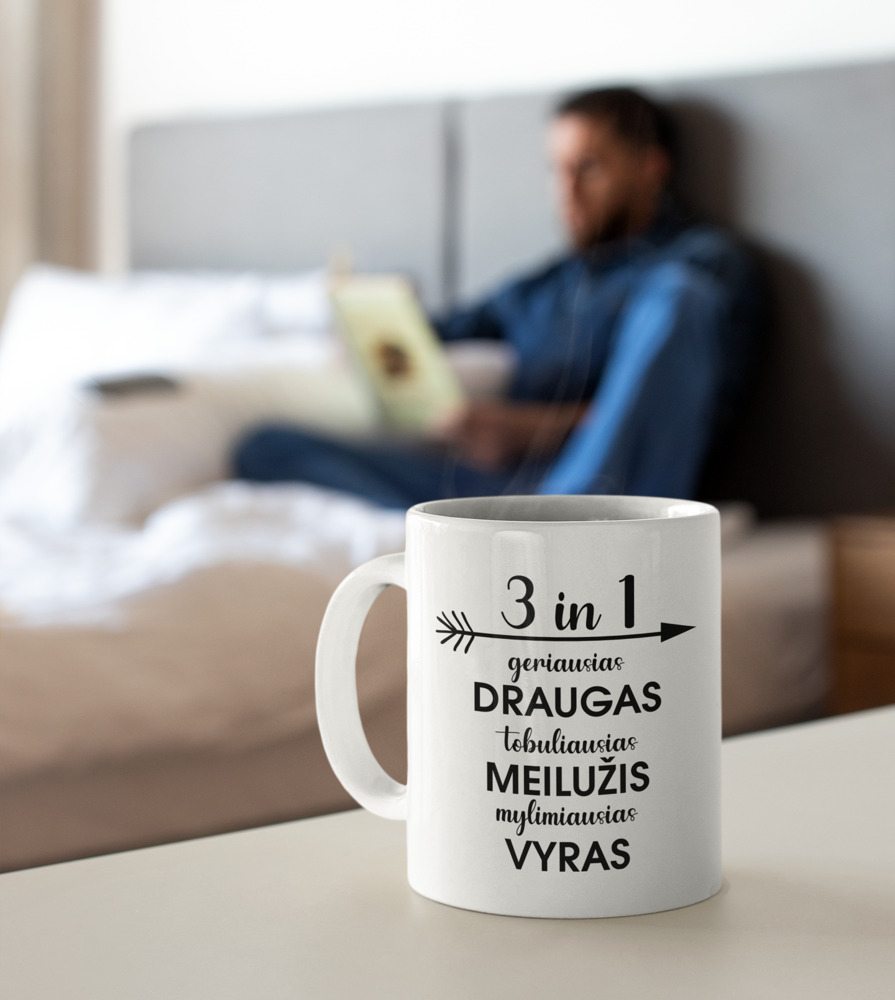 Standartinis puodelis „3 in 1 mylimiausias vyras“