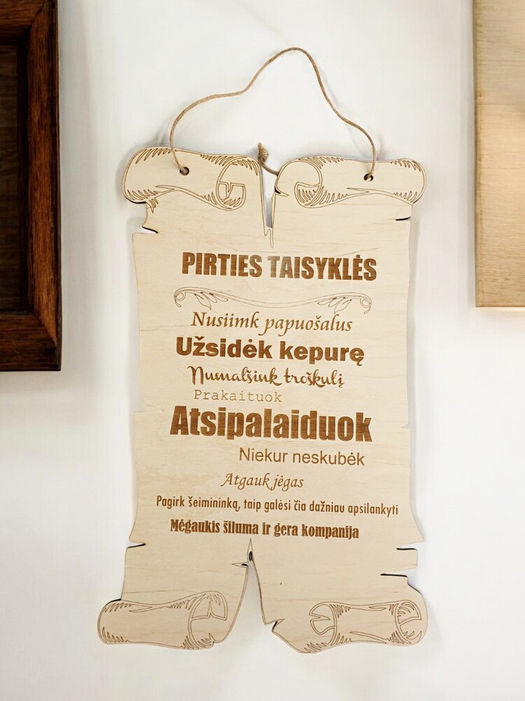 Graviruota, pakabinama lentelė „PIRTIES TAISYKLĖS“