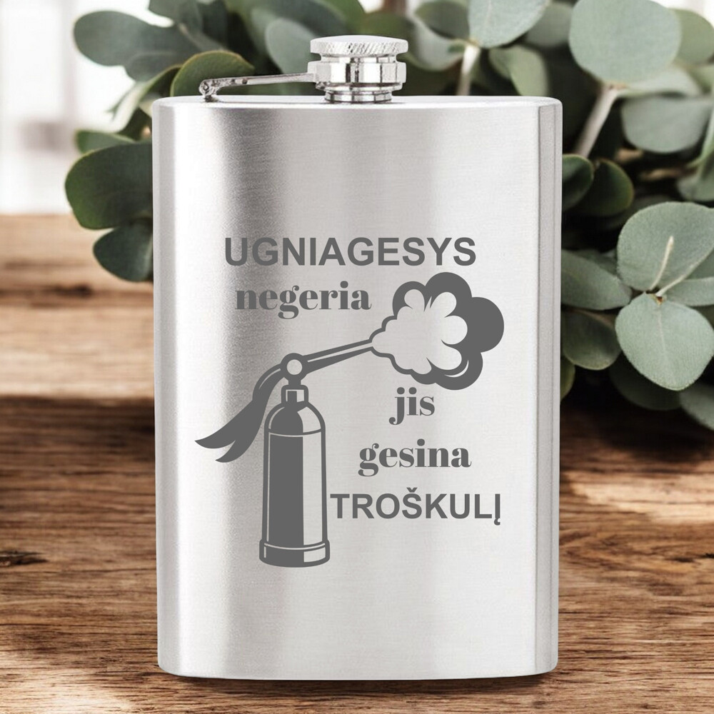 Metalinė gertuvė (fleškutė) „Ugniagesys negeria“