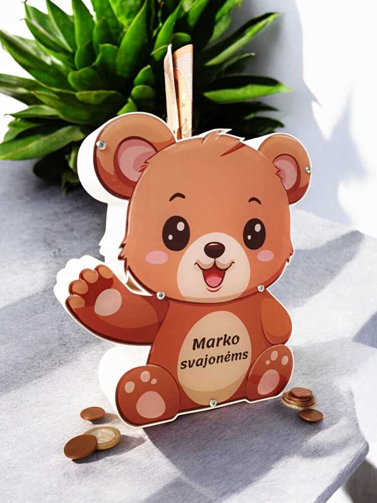 3D taupyklė Meškiukas „Marko svajonėms“ (Su jūsų pasirinktu vardu)