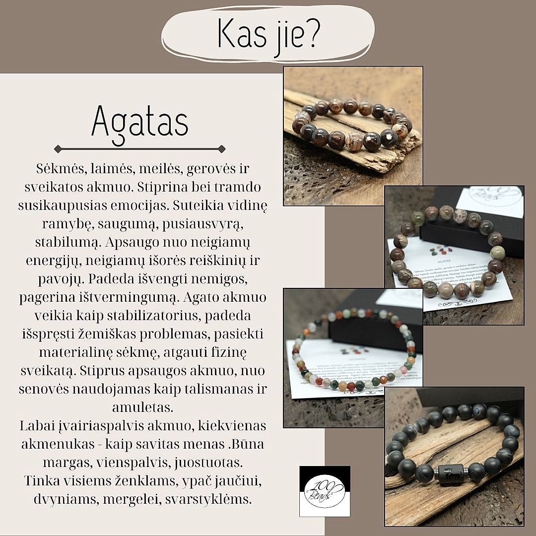 Agato ir onikso apyrankių komplektas Jam ir Jai (poros)