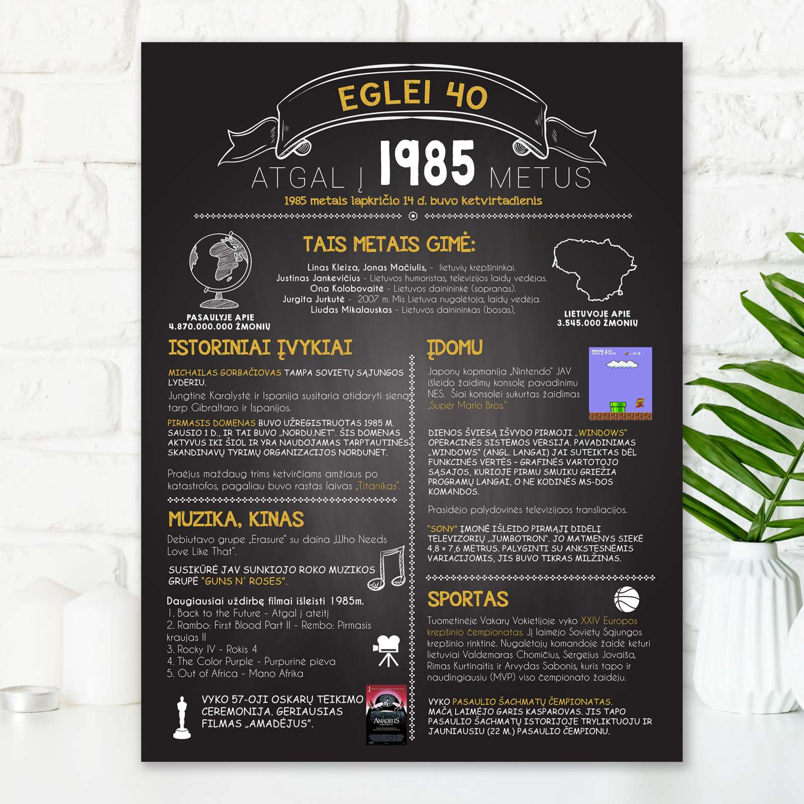 Plakatas „1985“ - Dovana 40 jubiliejui